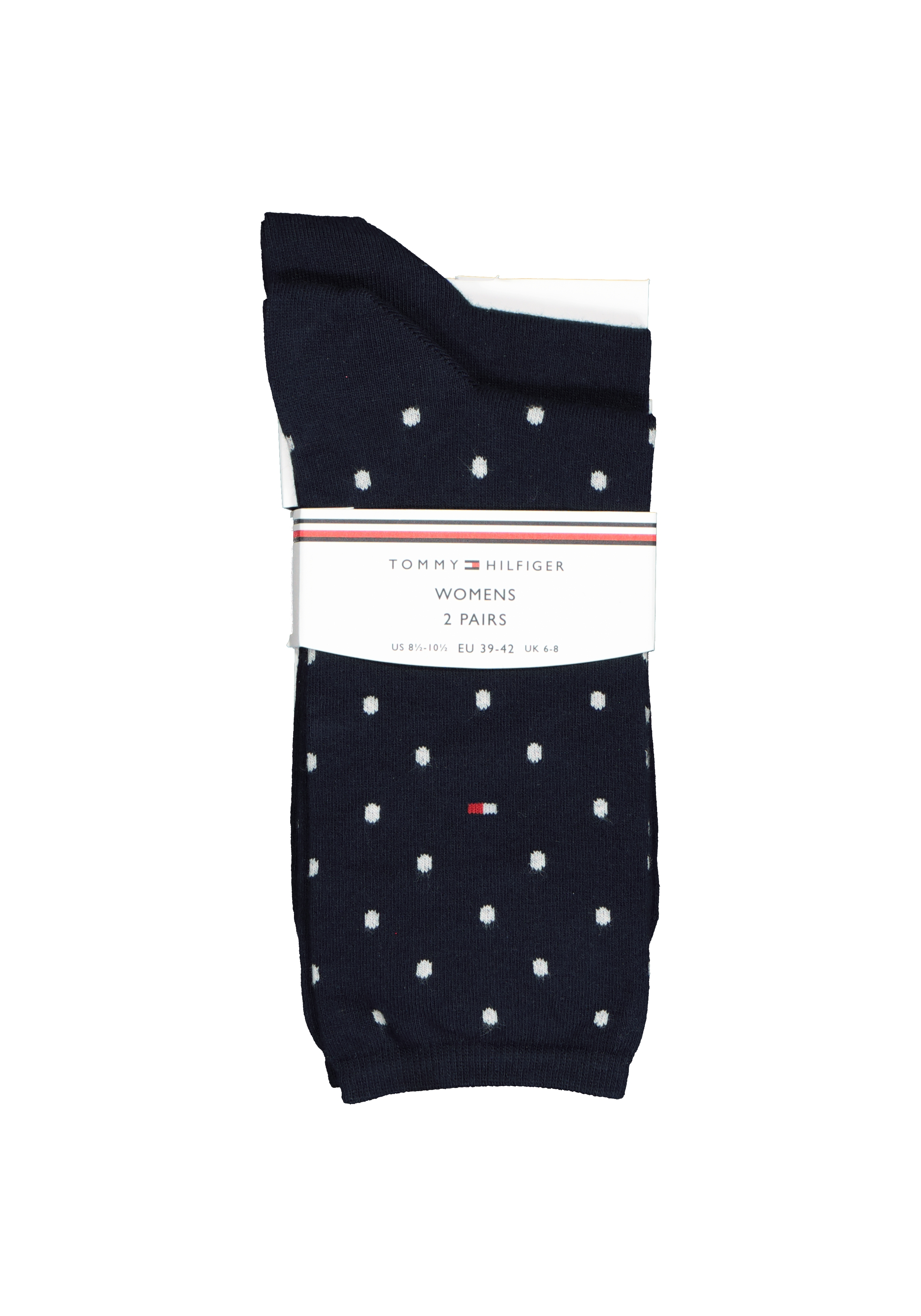 Tommy Hilfiger damessokken Dot (2-pack), uni en gestipt katoen, donkerblauw met wit