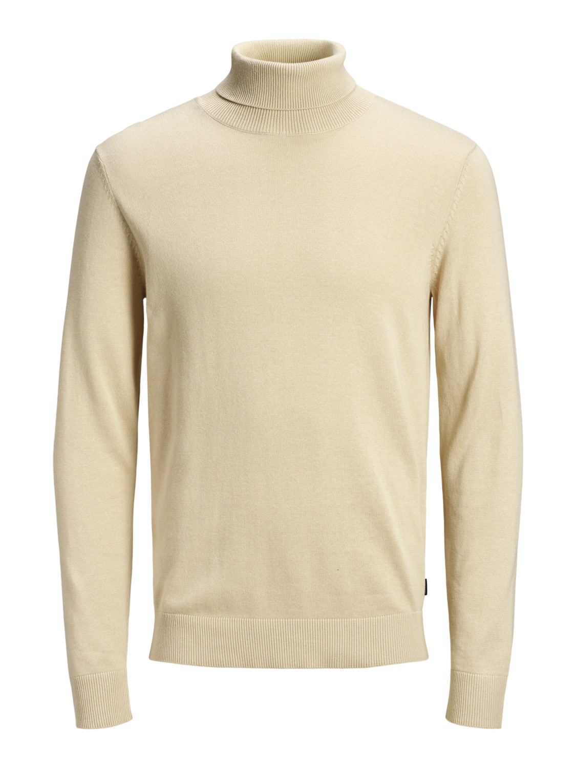 JACK & JONES Emil knit roll neck slim fit, heren pullover viscosemengsel met col, beige melange