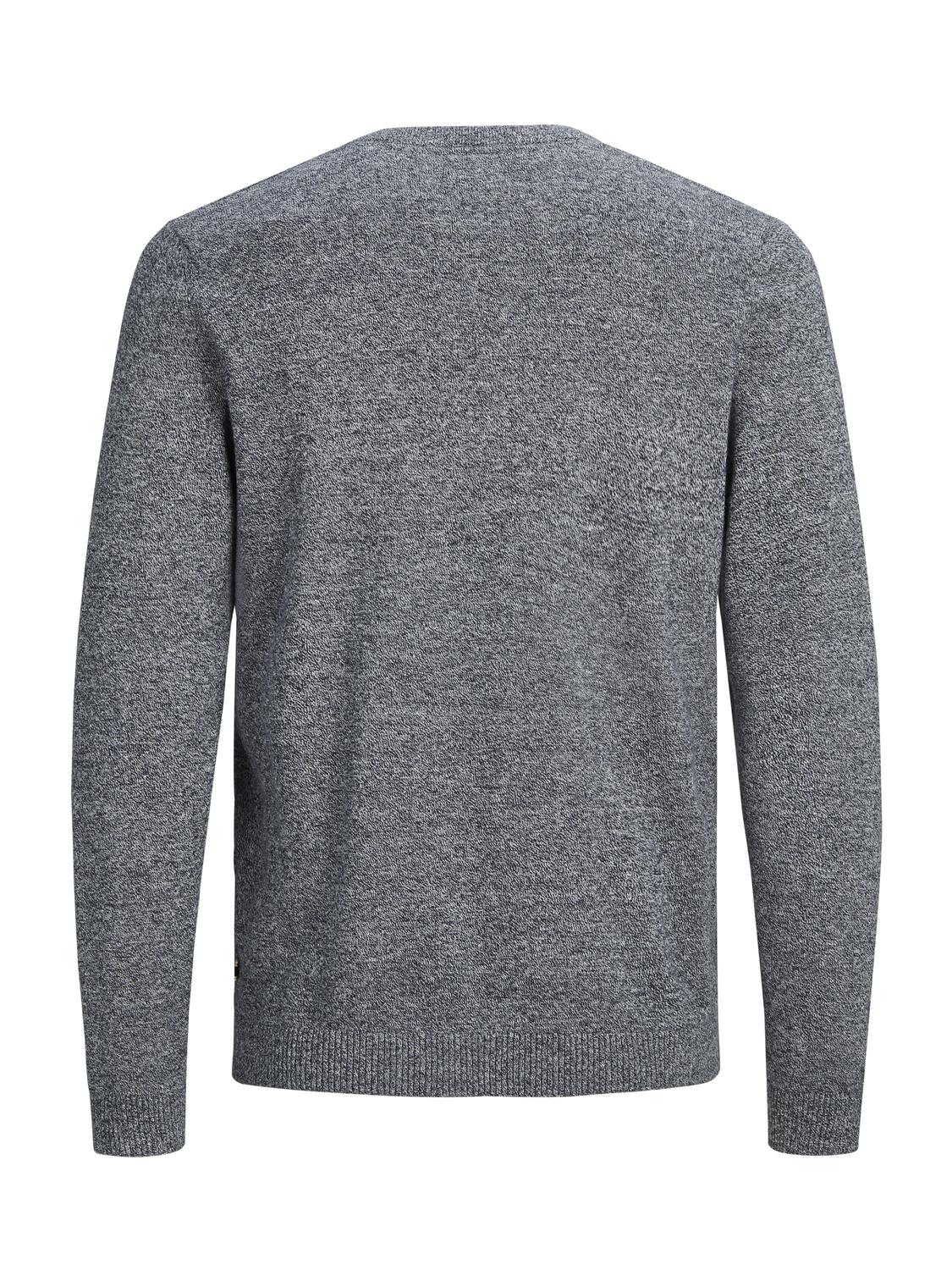 JACK & JONES Basic knit v-neck slim fit, heren pullover katoen met V-hals, blauw samen met offwhite