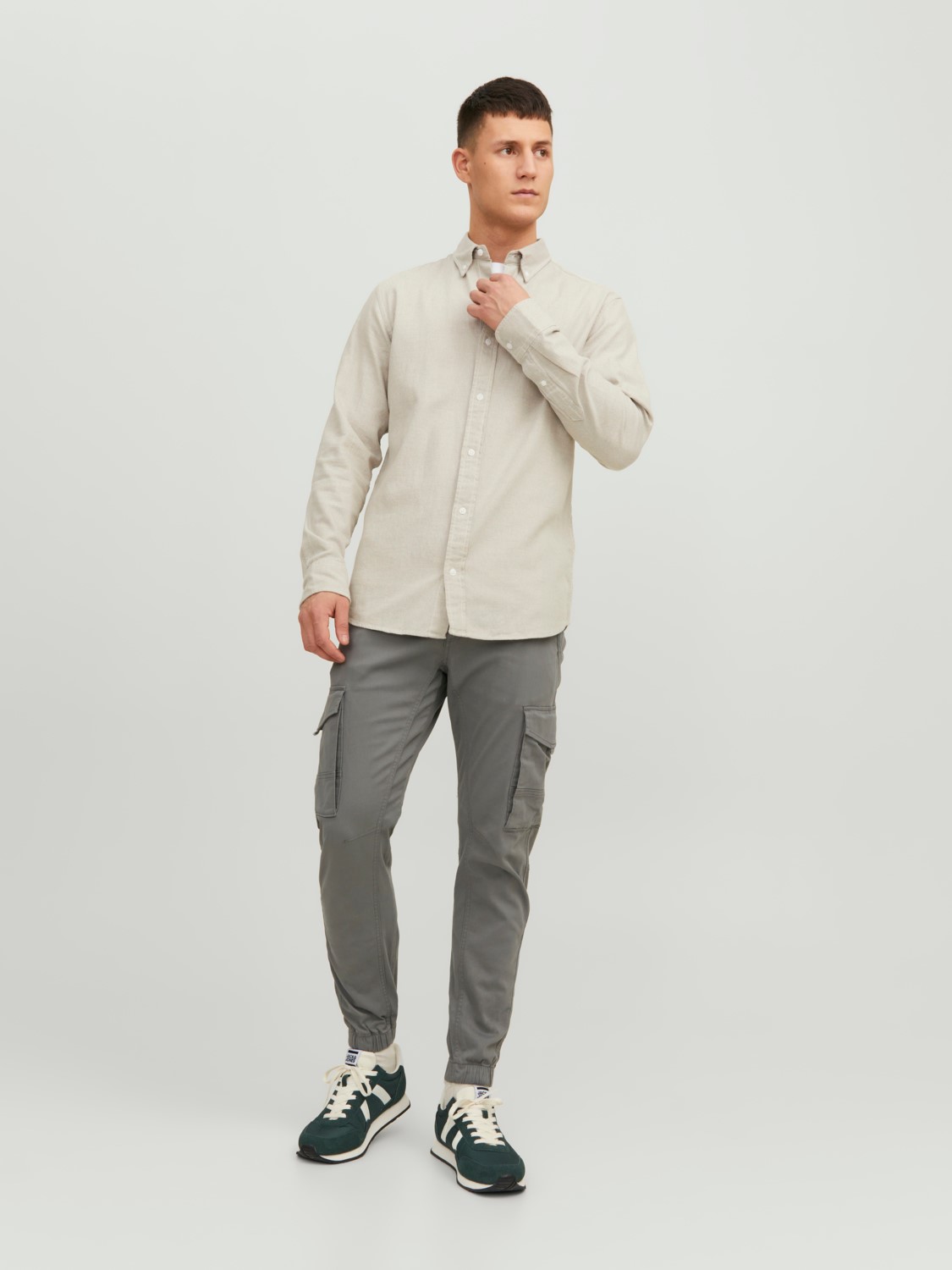 JACK & JONES Paul Lake Cargo loose fit, heren cargo broek, saliegroen