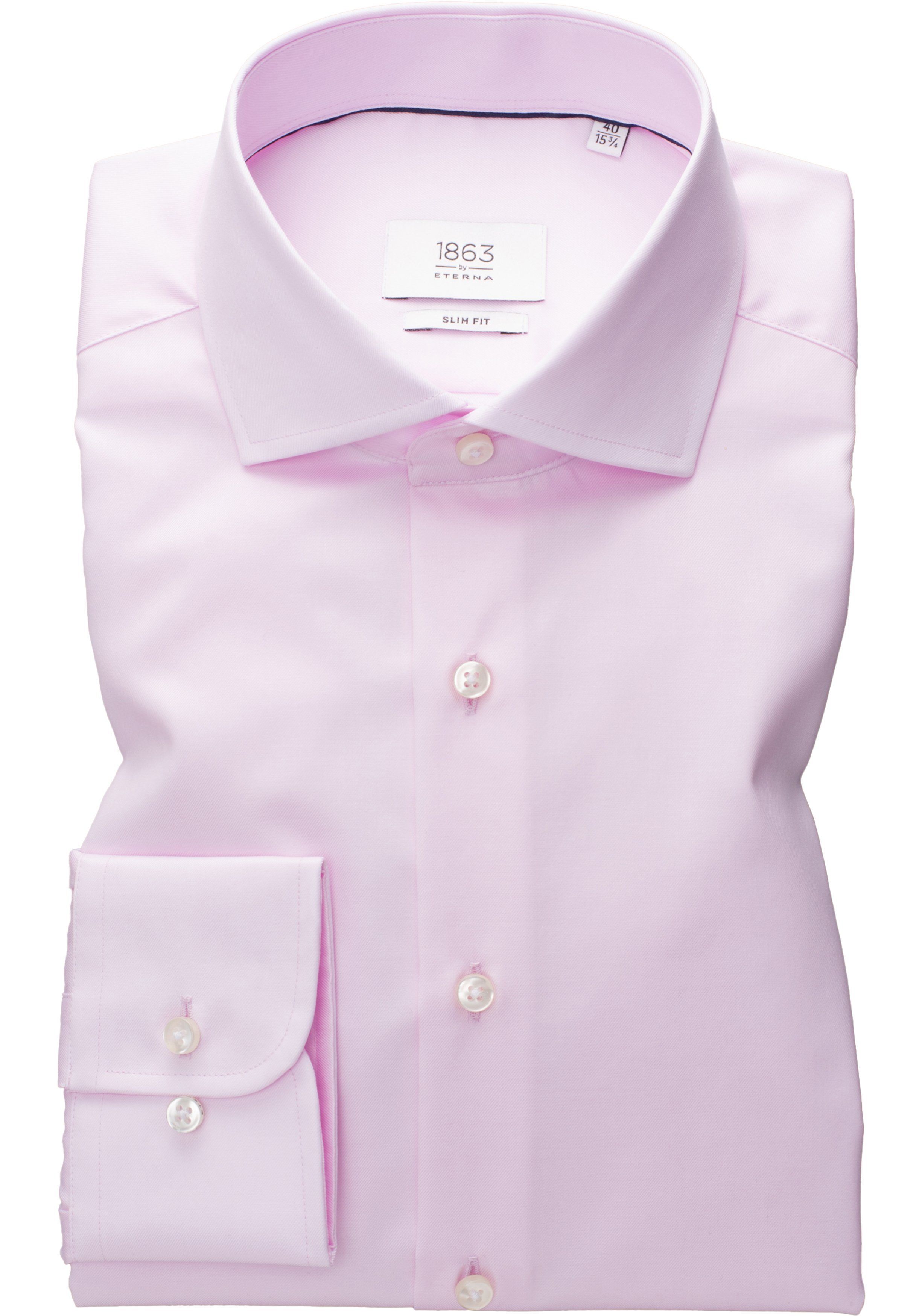 ETERNA 1863 slim fit premium overhemd, 2-ply twill heren overhemd, roze