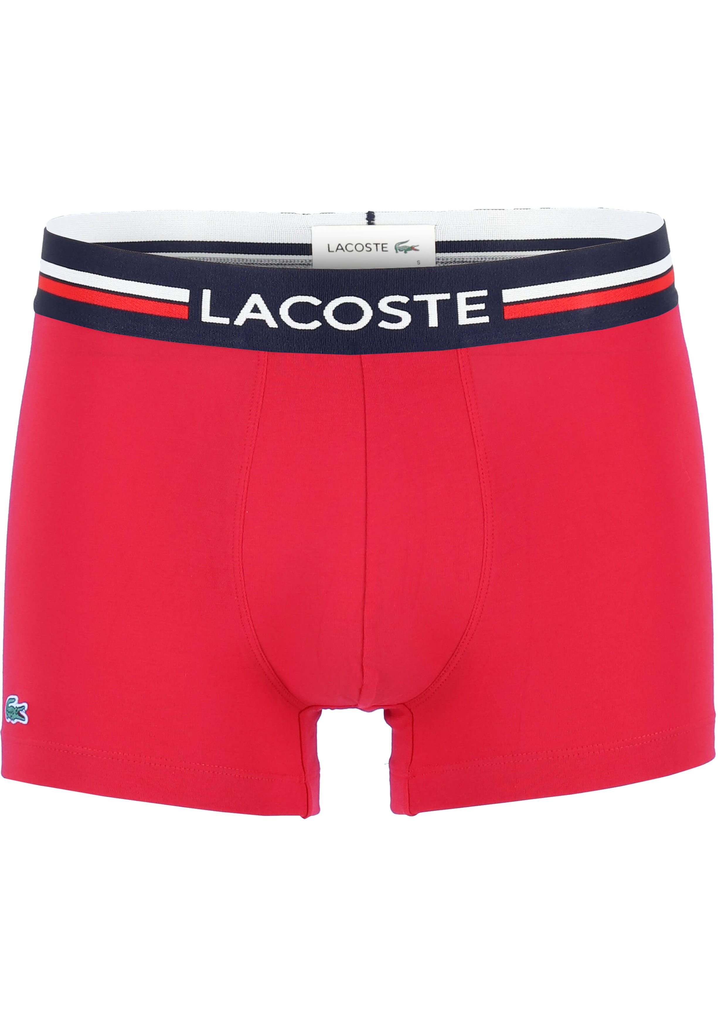 Lacoste Boxer Trunks (3-pack), heren boxers kort, rood, grijs en blauw