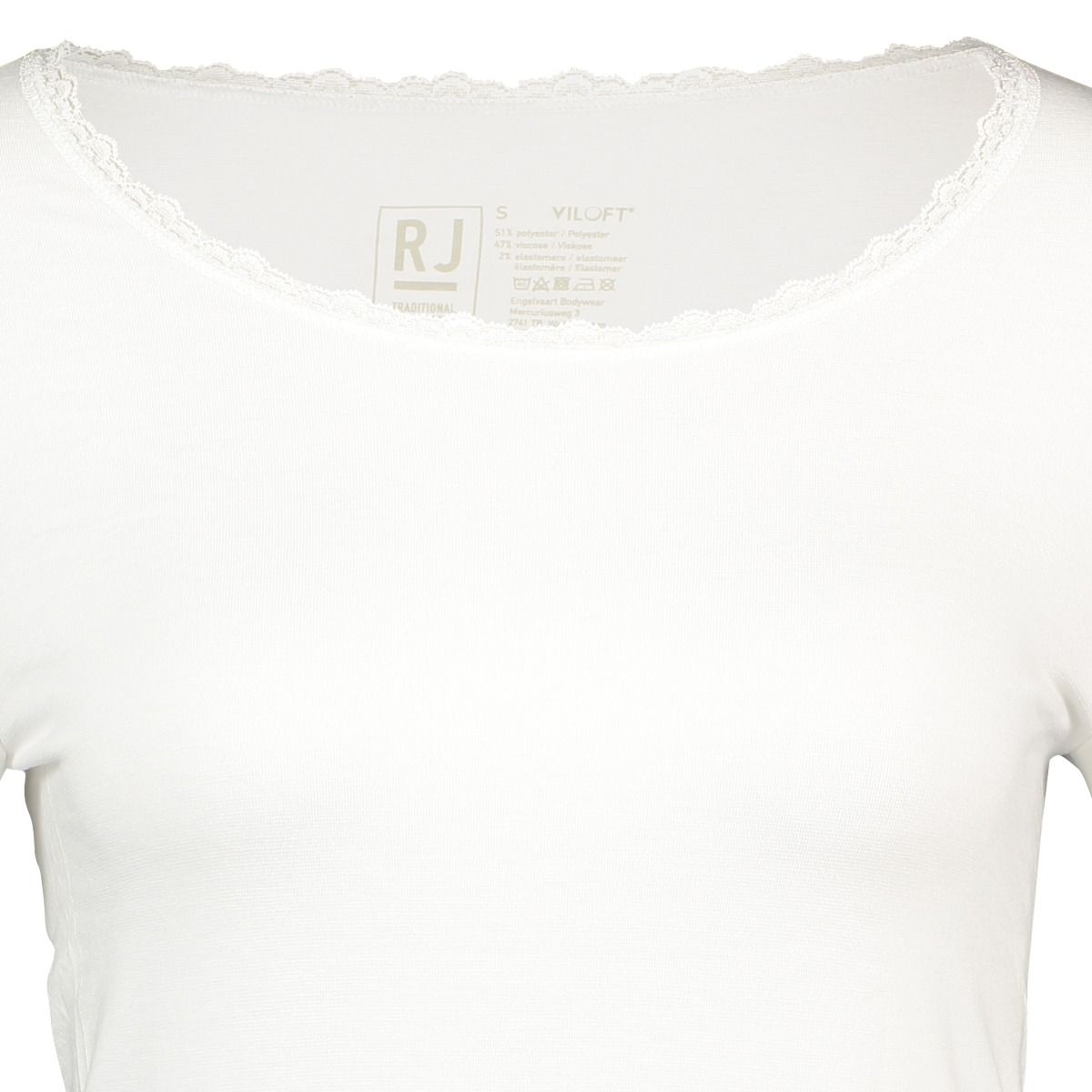 RJ Bodywear Thermo dames shirt lange mouw met kant (1-pack), wolwit