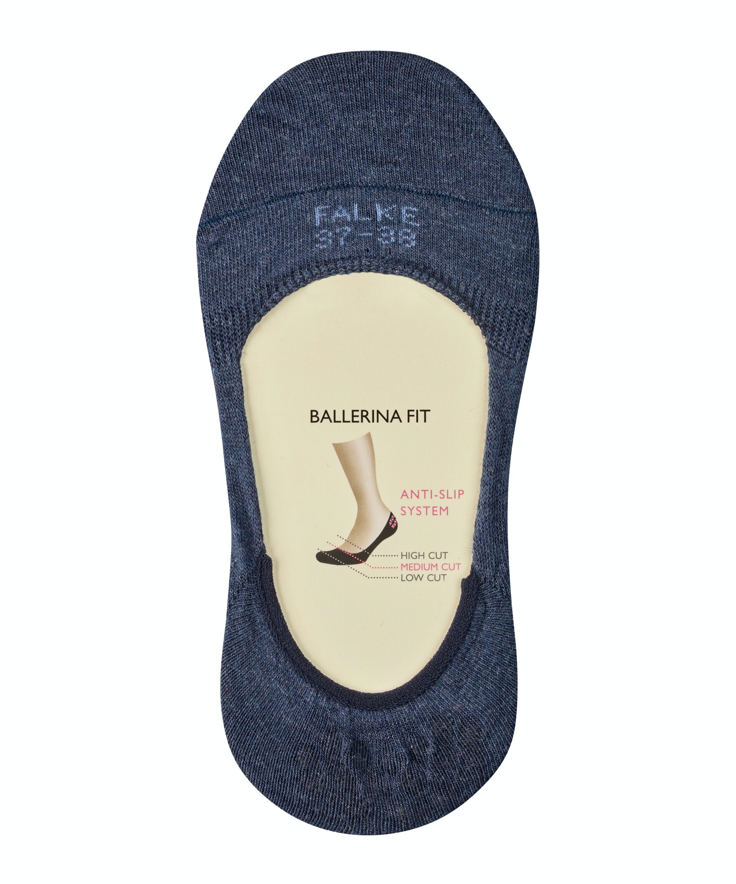 FALKE Step Medium Cut dames kousenvoetjes, donkerblauw (navy melangeange)