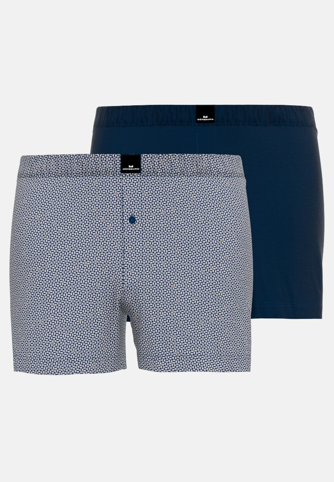 Gotzburg heren boxershorts wijd model met gulp (2-pack), middenblauw mini dessin