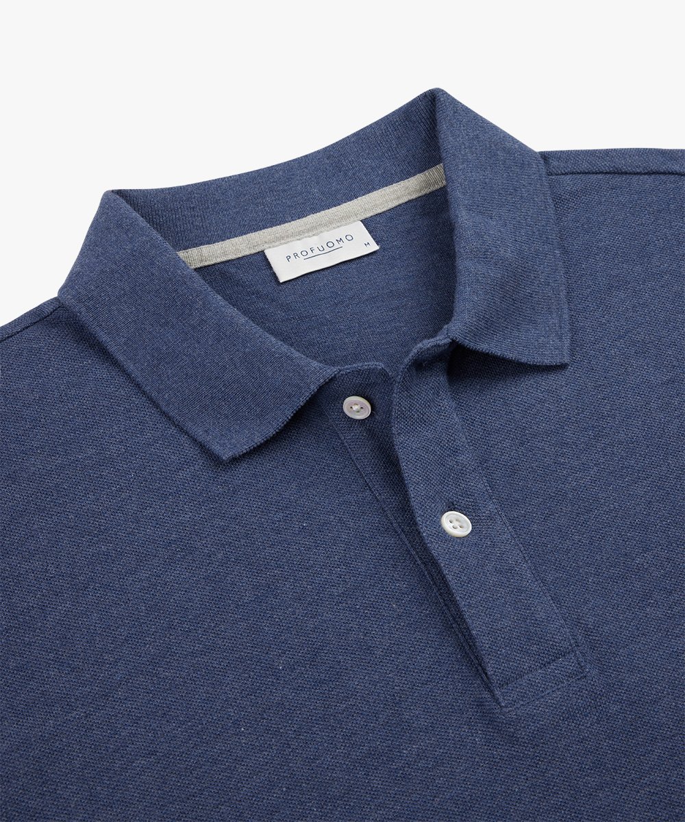 Profuomo slim fit heren polo, jeans blauw