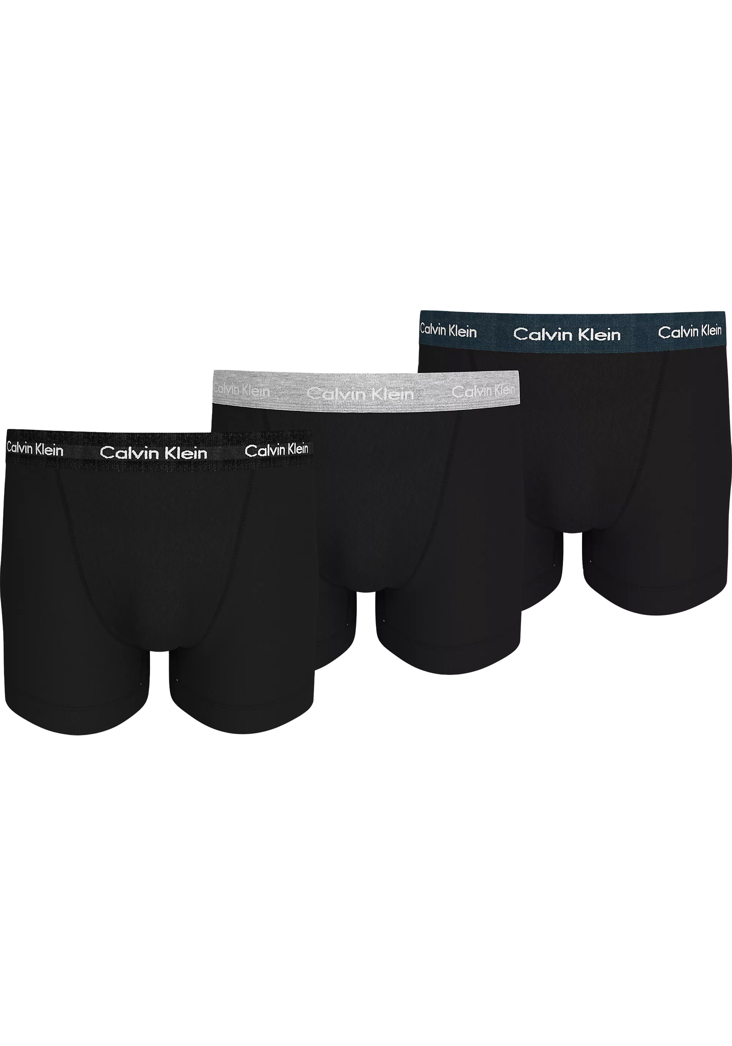 Calvin Klein Trunk (3-pack), heren boxers normale lengte, zwart, grijs dessin, blauw