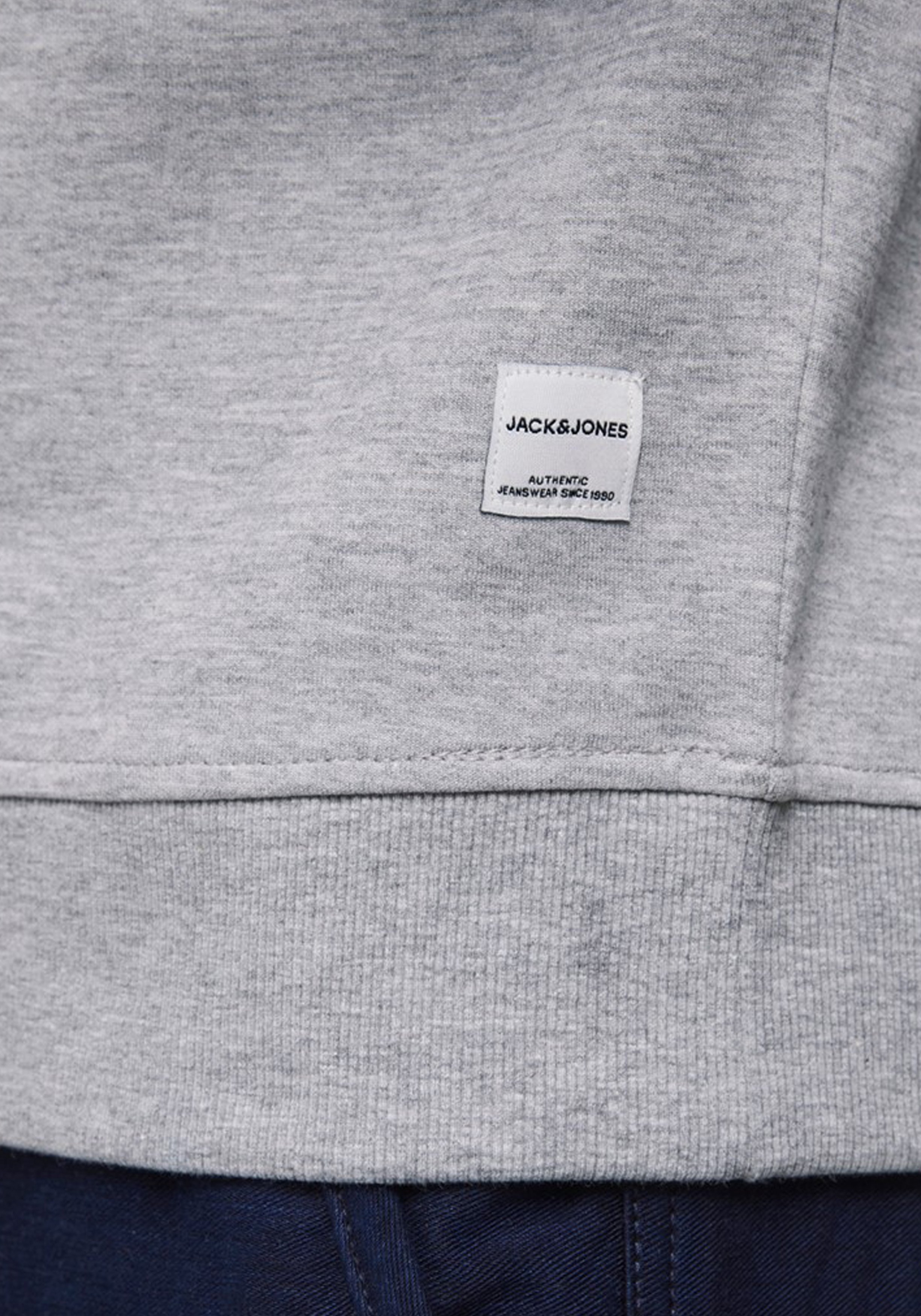 JACK & JONES sweatshirt katoen, O-hals, licht grijs melange