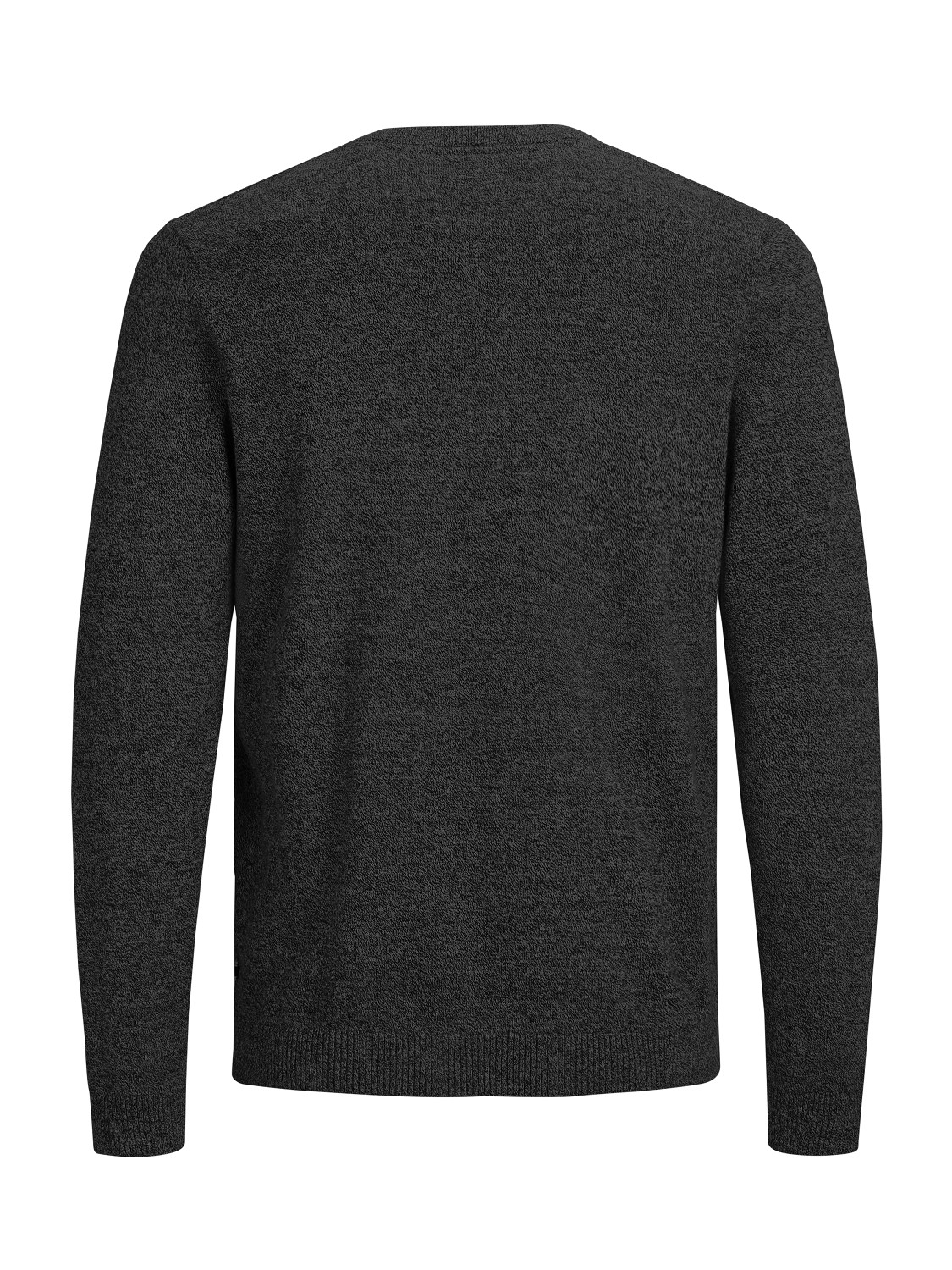 JACK & JONES Basic knit v-neck slim fit, heren pullover katoen met V-hals, donkergrijs melange