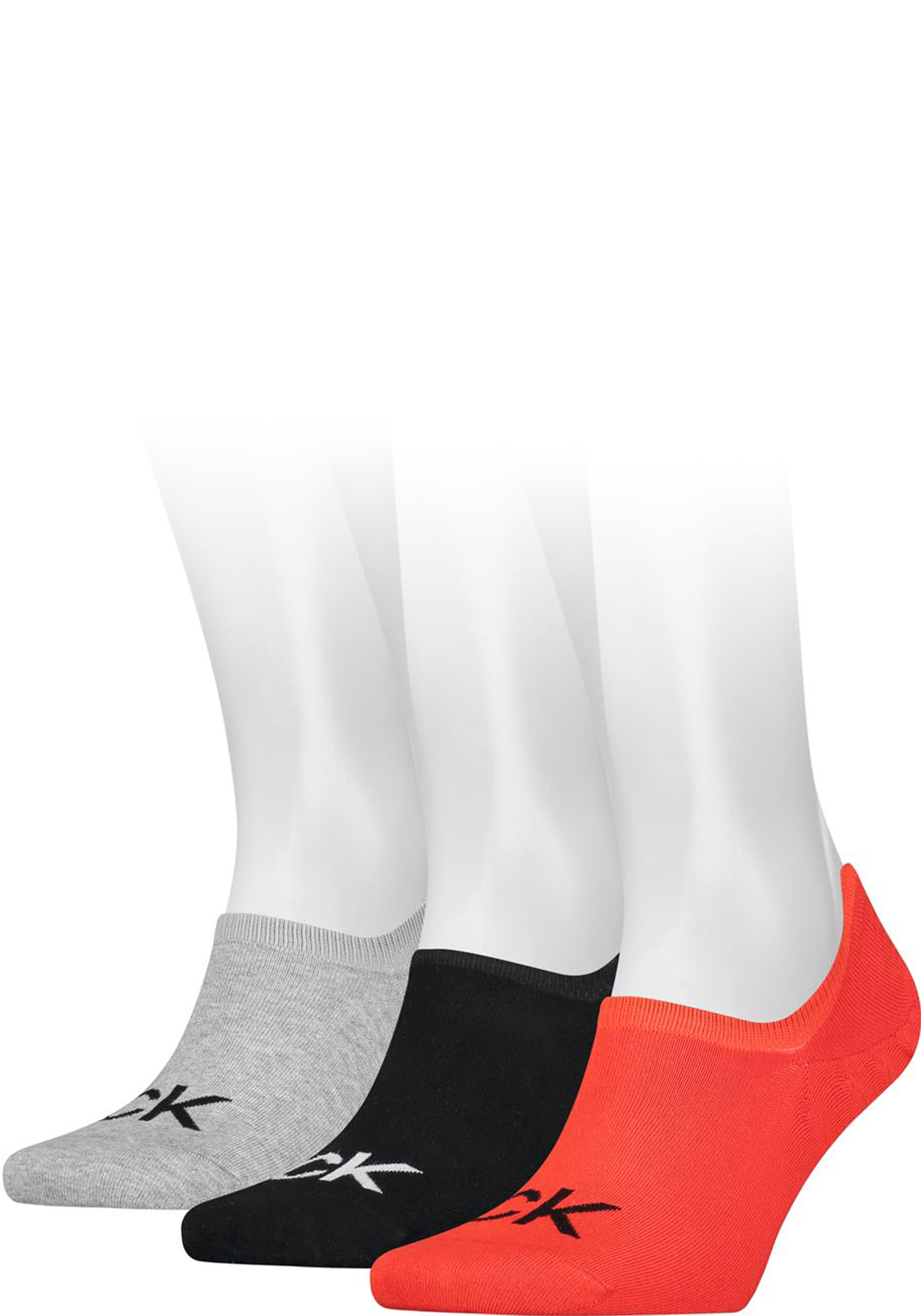 Calvin Klein Footie High Cut Logo (3-pack), heren onzichtbare sokken, rood dessin