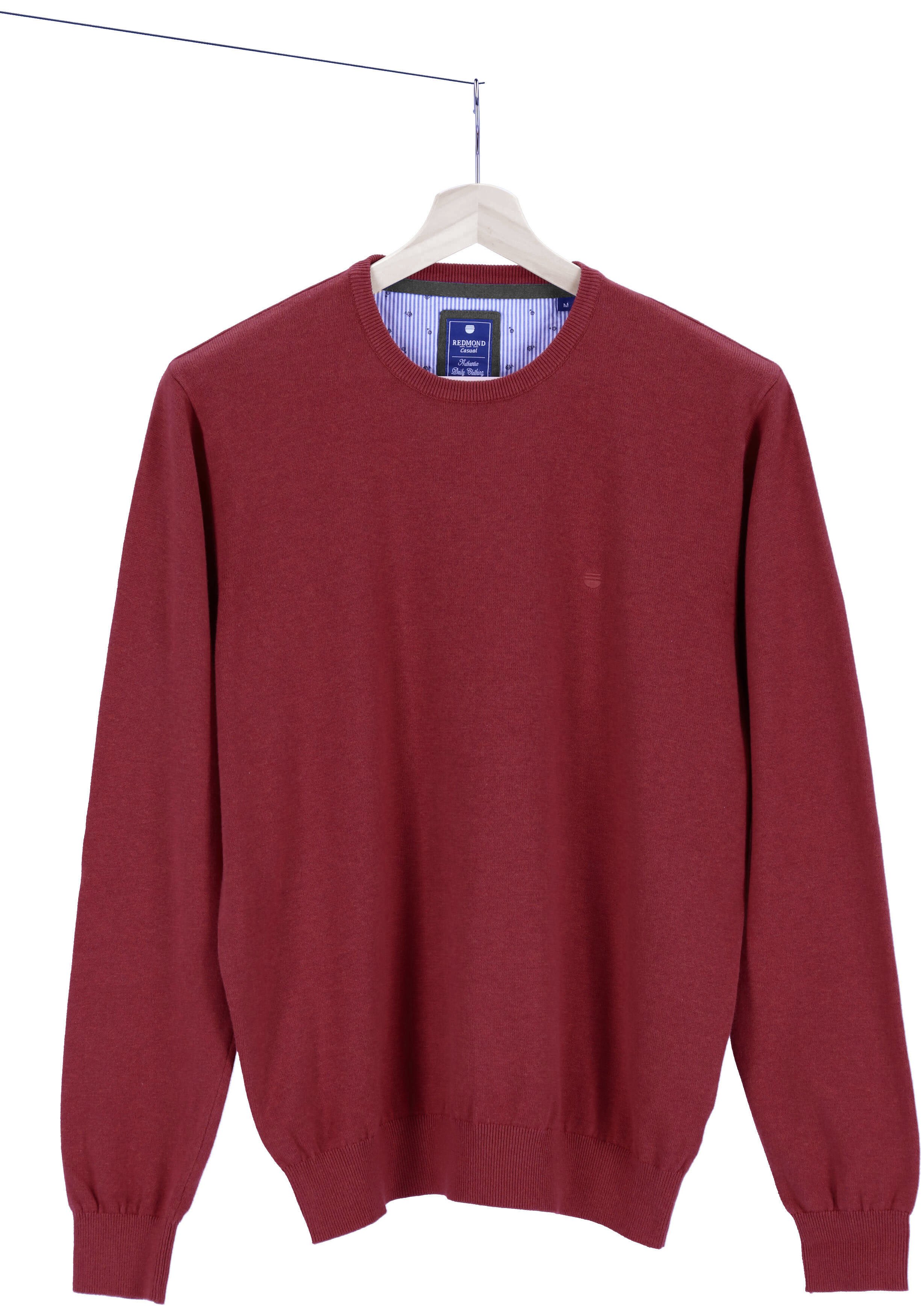 Redmond heren trui katoen, O-hals, bordeaux rood