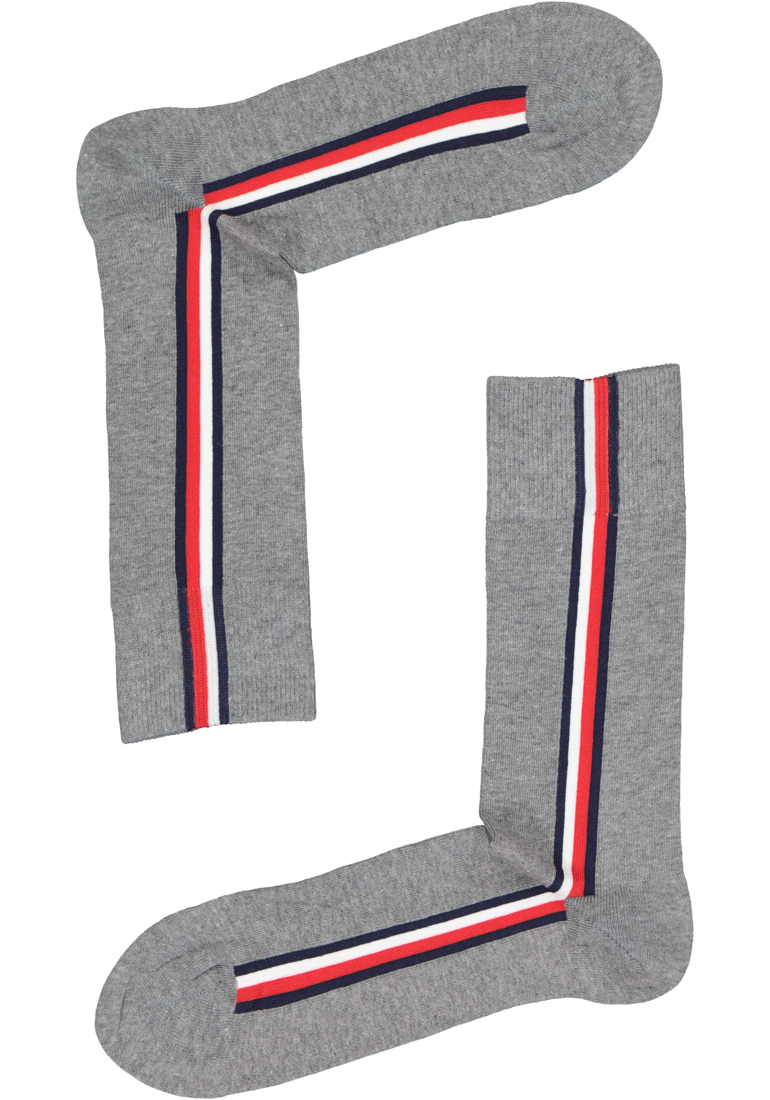 Tommy Hilfiger Iconic Hidden Sock (2-pack), heren sokken katoen, rood-wit-blauw en grijs