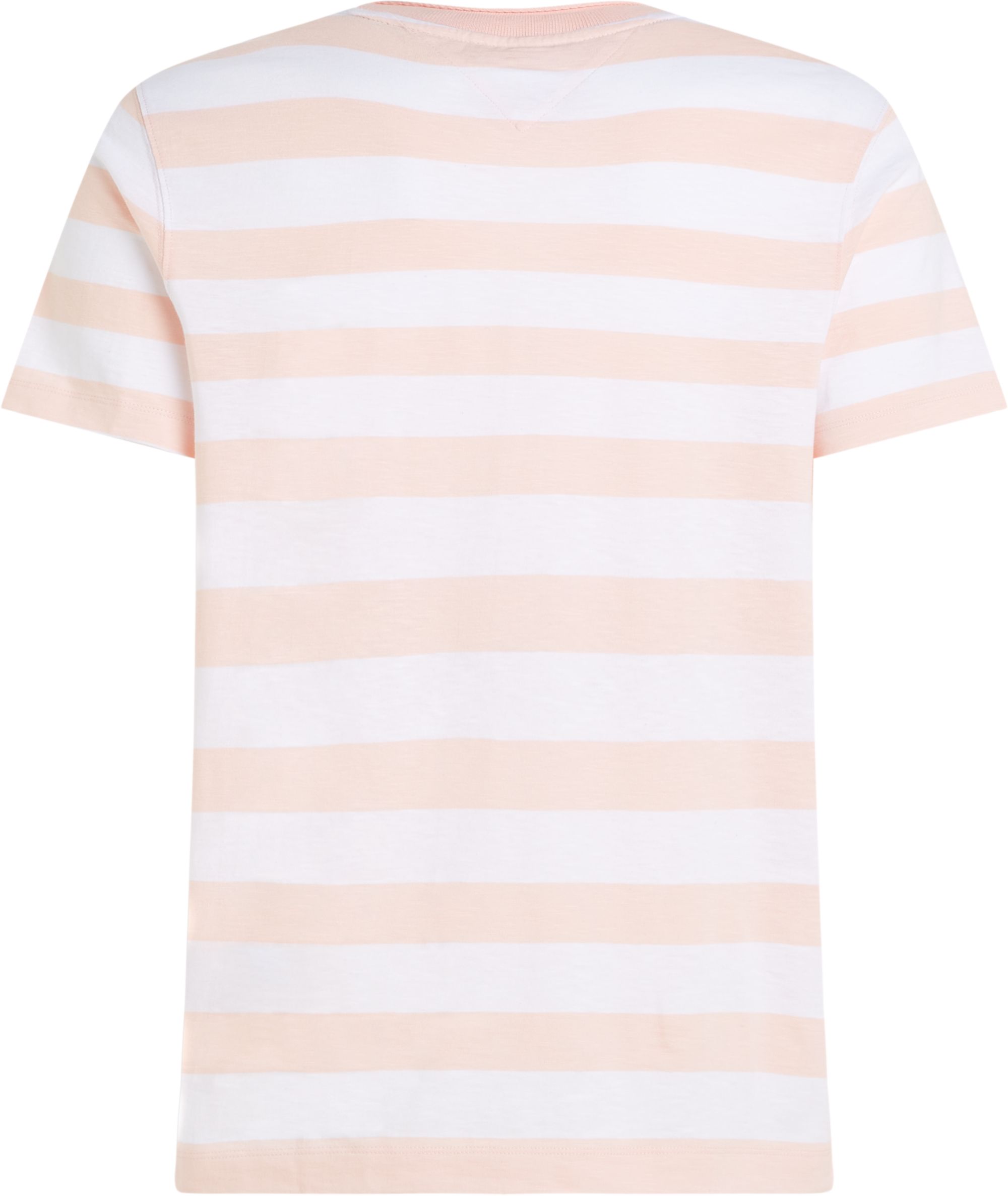 Tommy Hilfiger Slub Cotton Stripe Tee, heren T-shirt korte mouw O-hals, lichtroze-wit gestreept