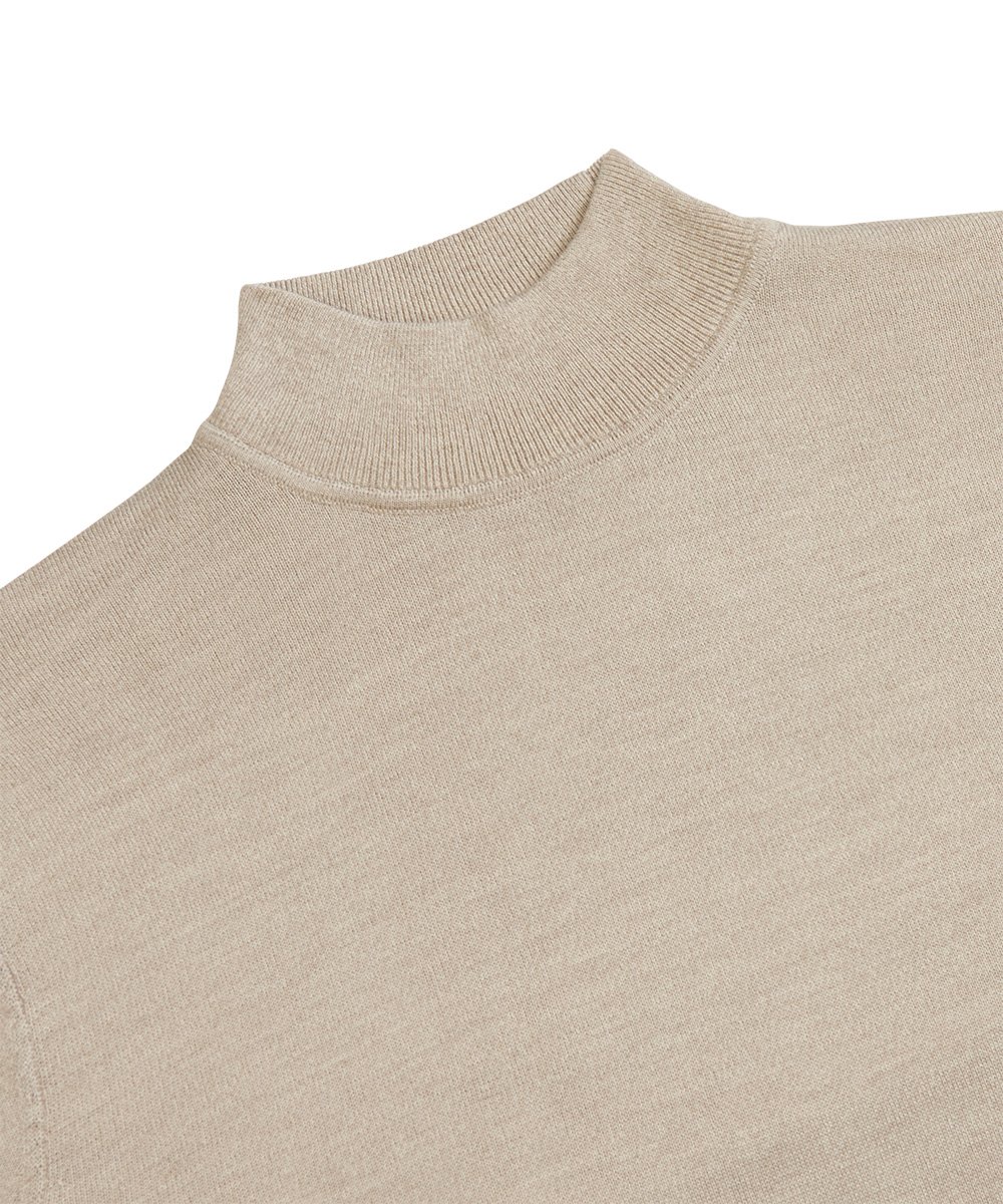 Profuomo heren trui wol, slim fit trui met turtleneck, beige