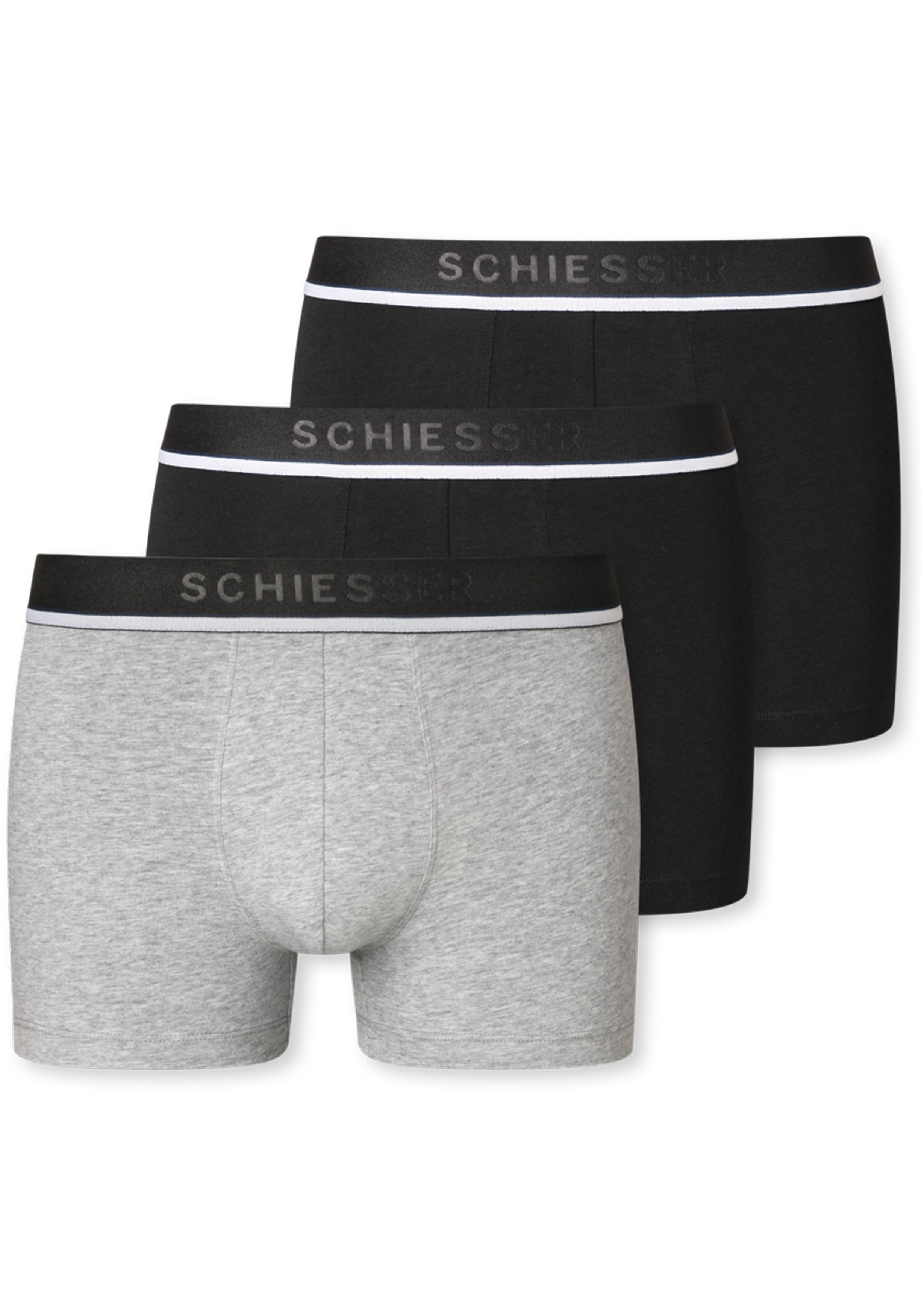 SCHIESSER 95/5 shorts (3-pack), zwart, zwart en grijs