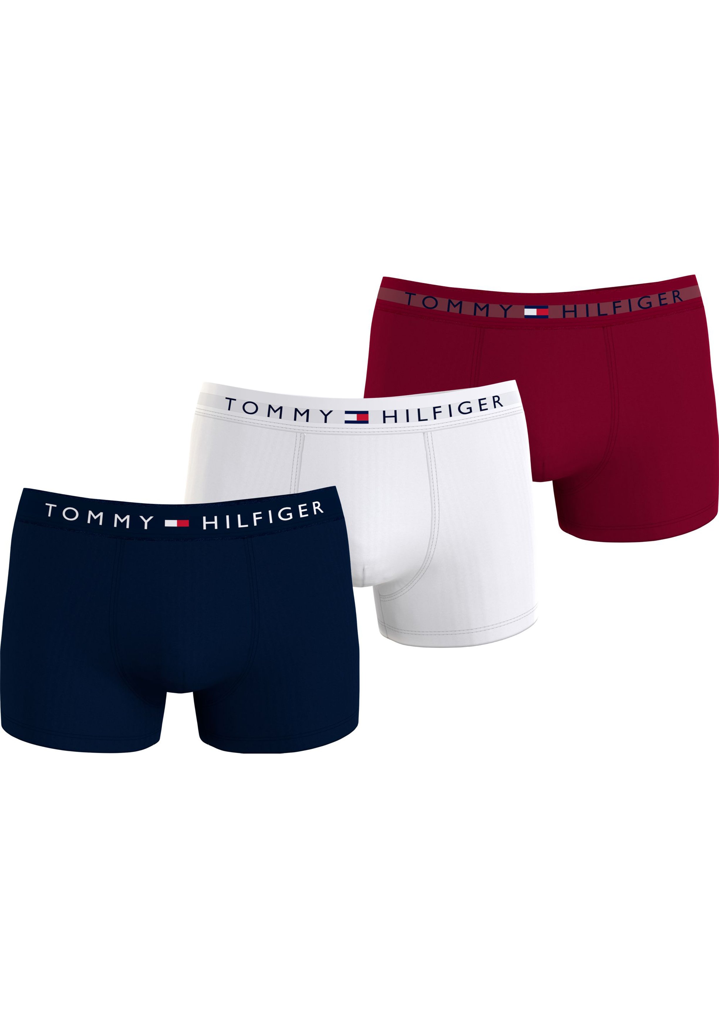 Tommy Hilfiger trunk (3-pack), heren boxers normale lengte, rood, wit, blauw