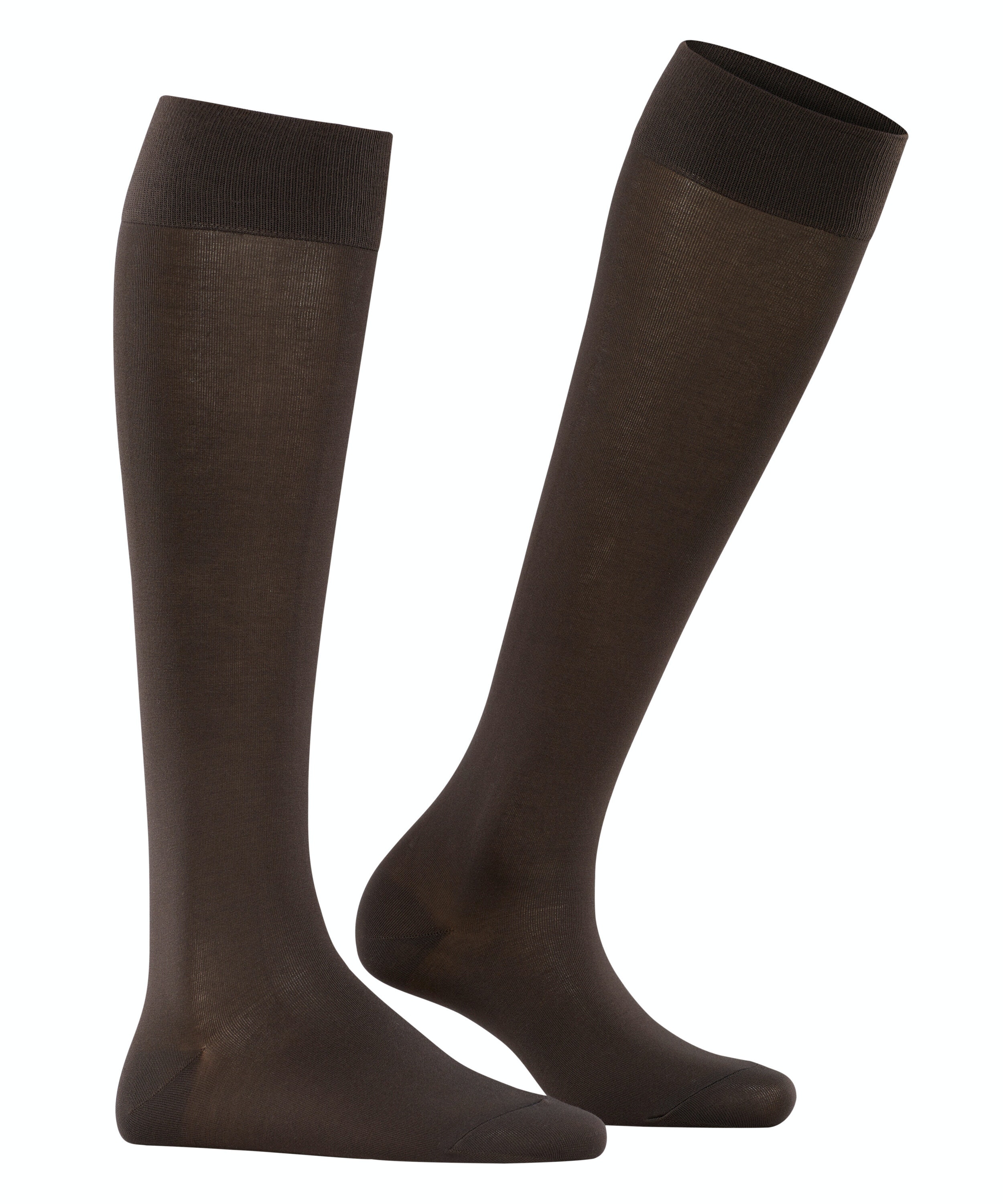 FALKE Cotton Touch dames kniekousen, bruin (dark brown)