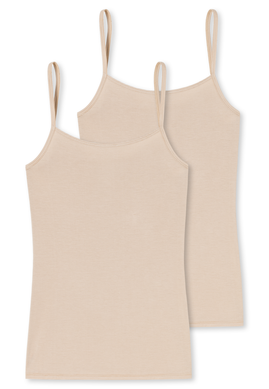 SCHIESSER Modal Essentials singlet (2-pack), dames spaghettitops zandkleurig