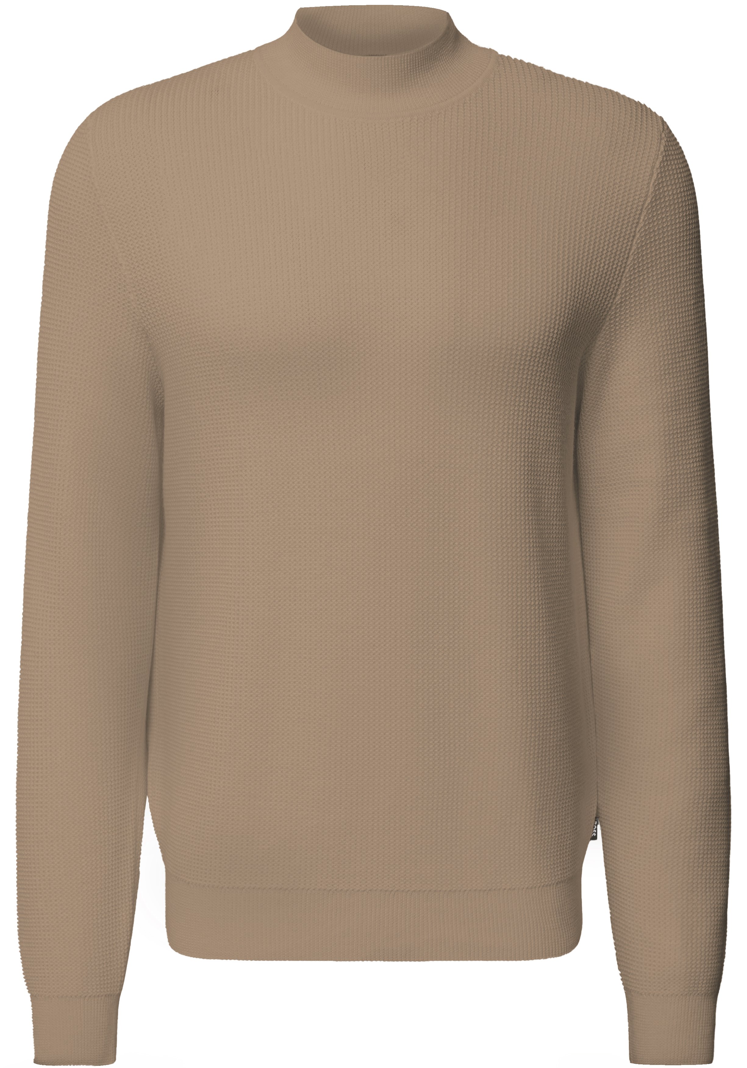 BOSS Derano regular fit trui wolmengsel, heren trui middeldik turtleneck, beige