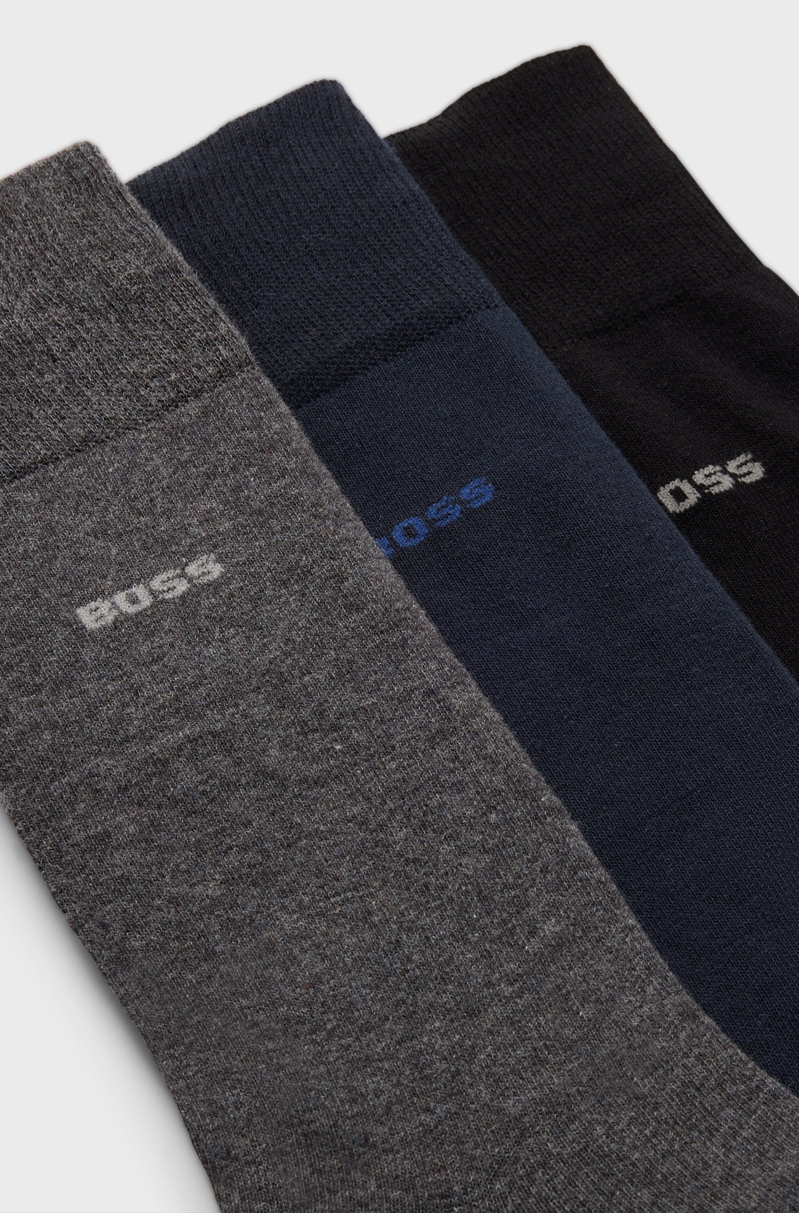 BOSS cadeauset herensokken (3-pack), zwart, grijs, blauw