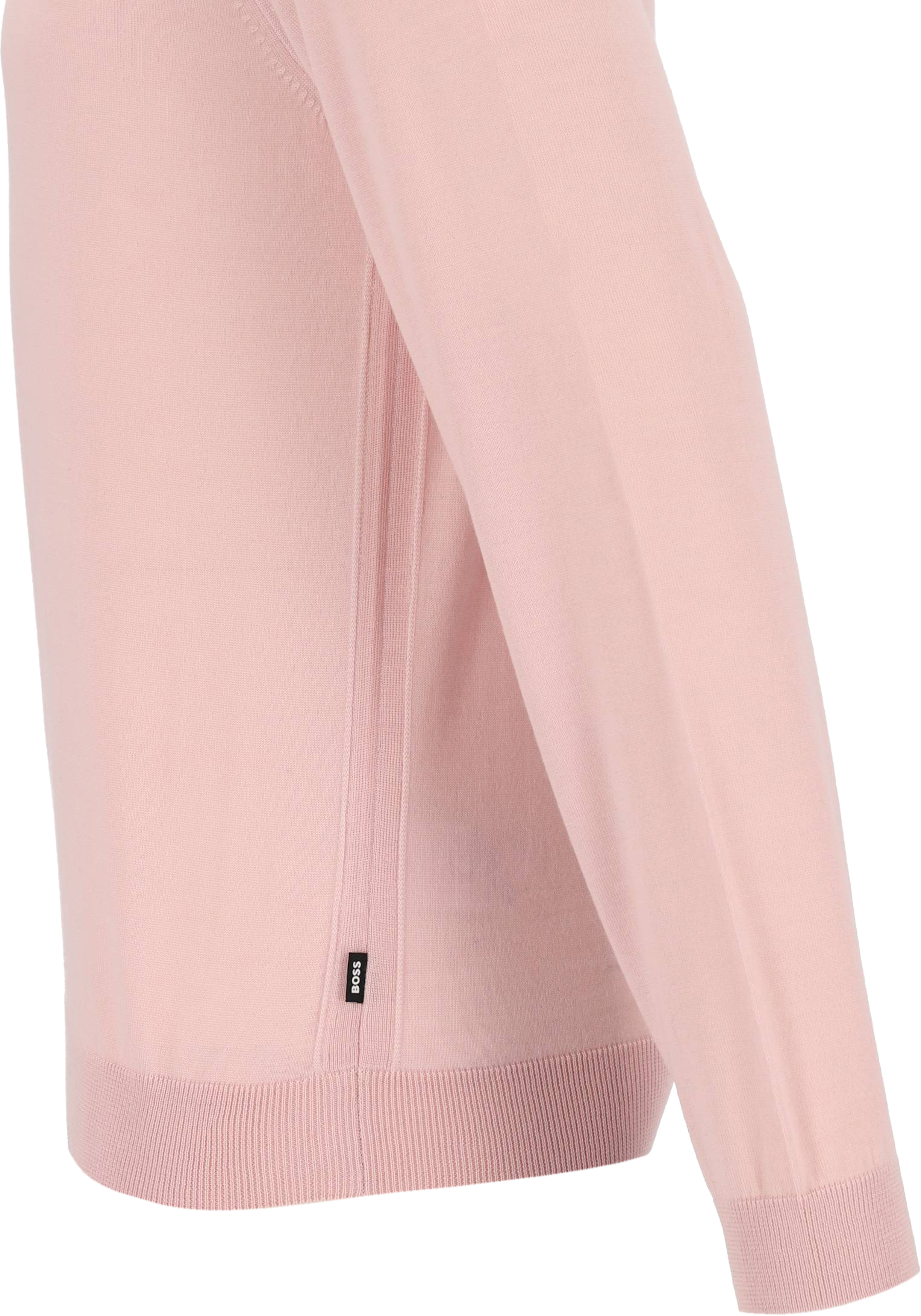 BOSS Leno slim fit trui wol, heren pullover middeldik O-hals, roze