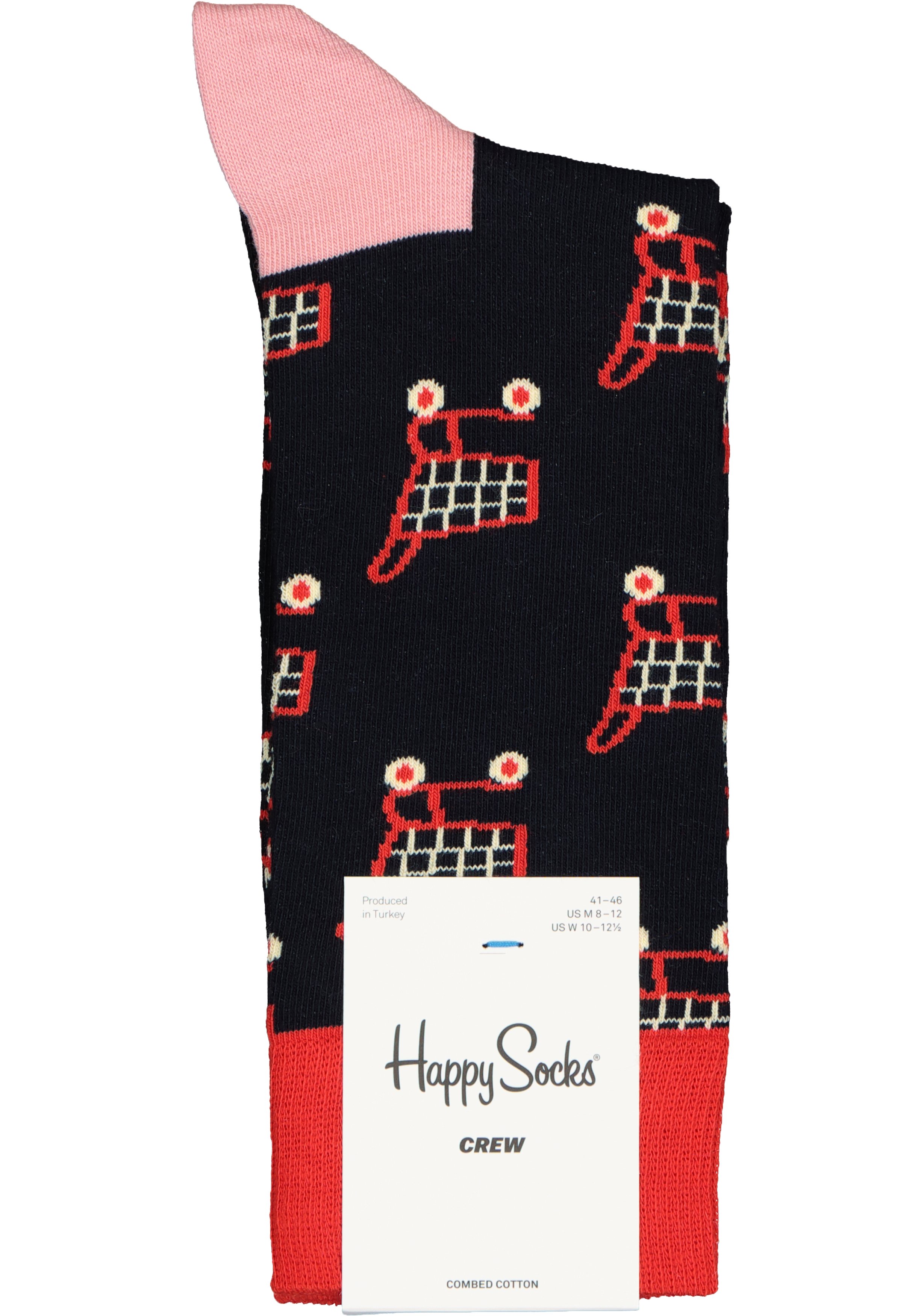 Happy Socks Shop Til You Drop Sock, blauw met rood