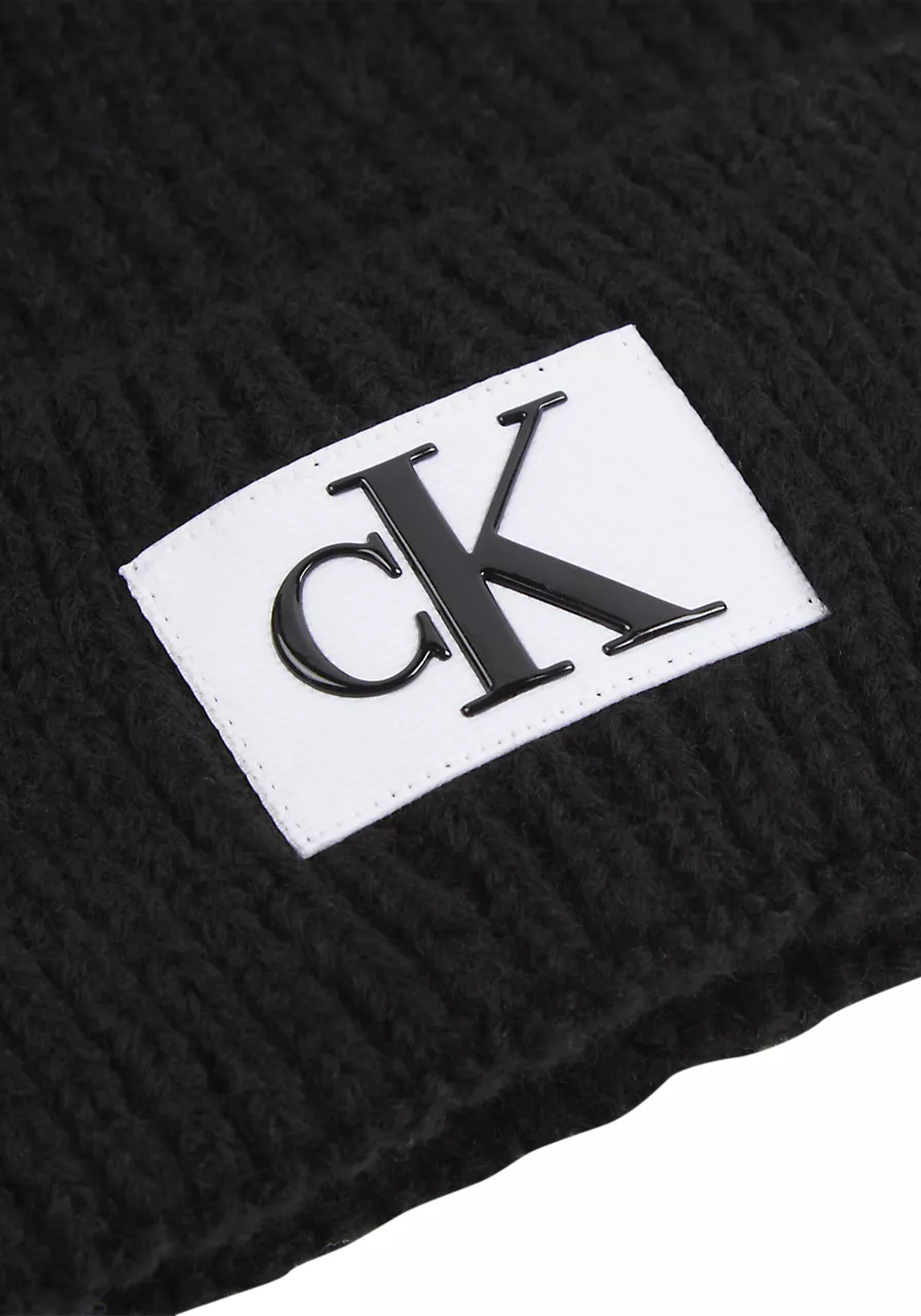 Calvin Klein muts, patch beanie, zwart