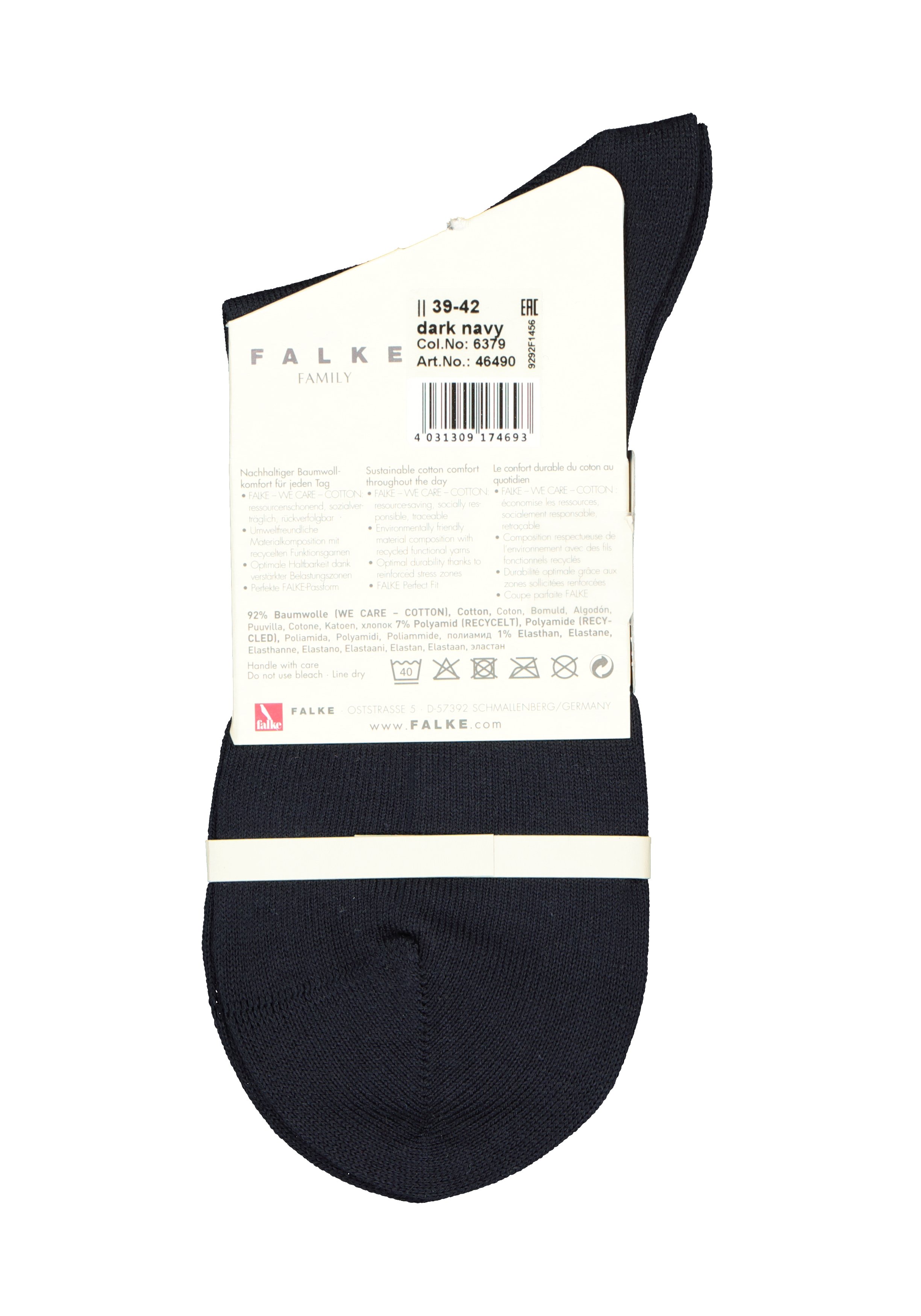 FALKE Family damessokken, katoen, donker marine blauw (dark navy)