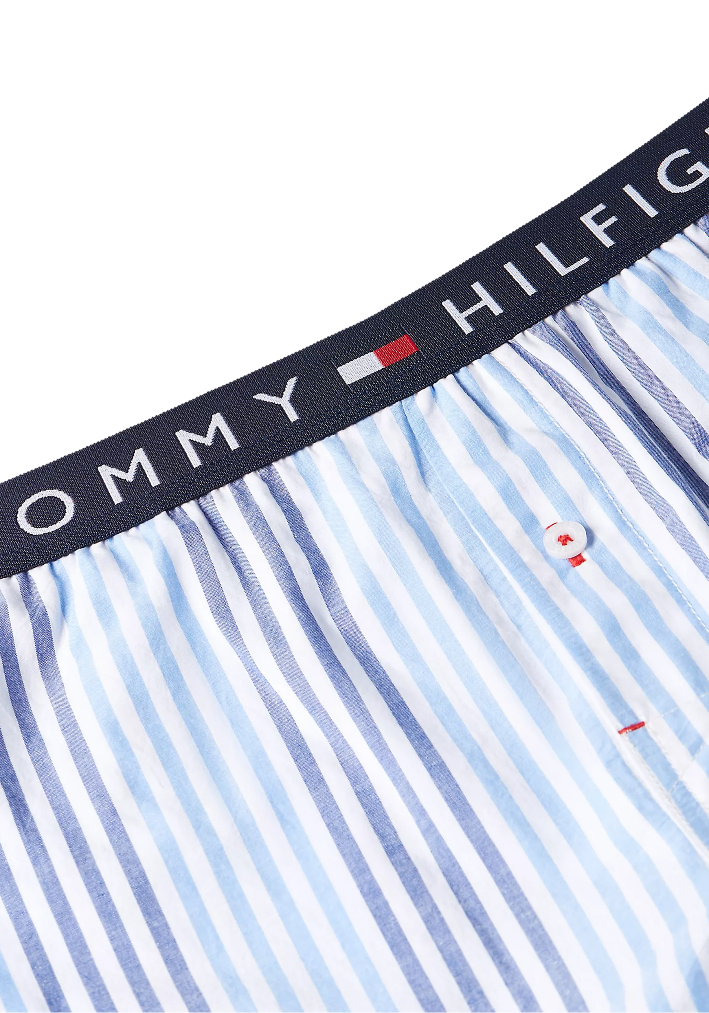 Tommy Hilfiger heren pyjama O-hals, lichtblauw shirt met blauw met wit gestreepte broek