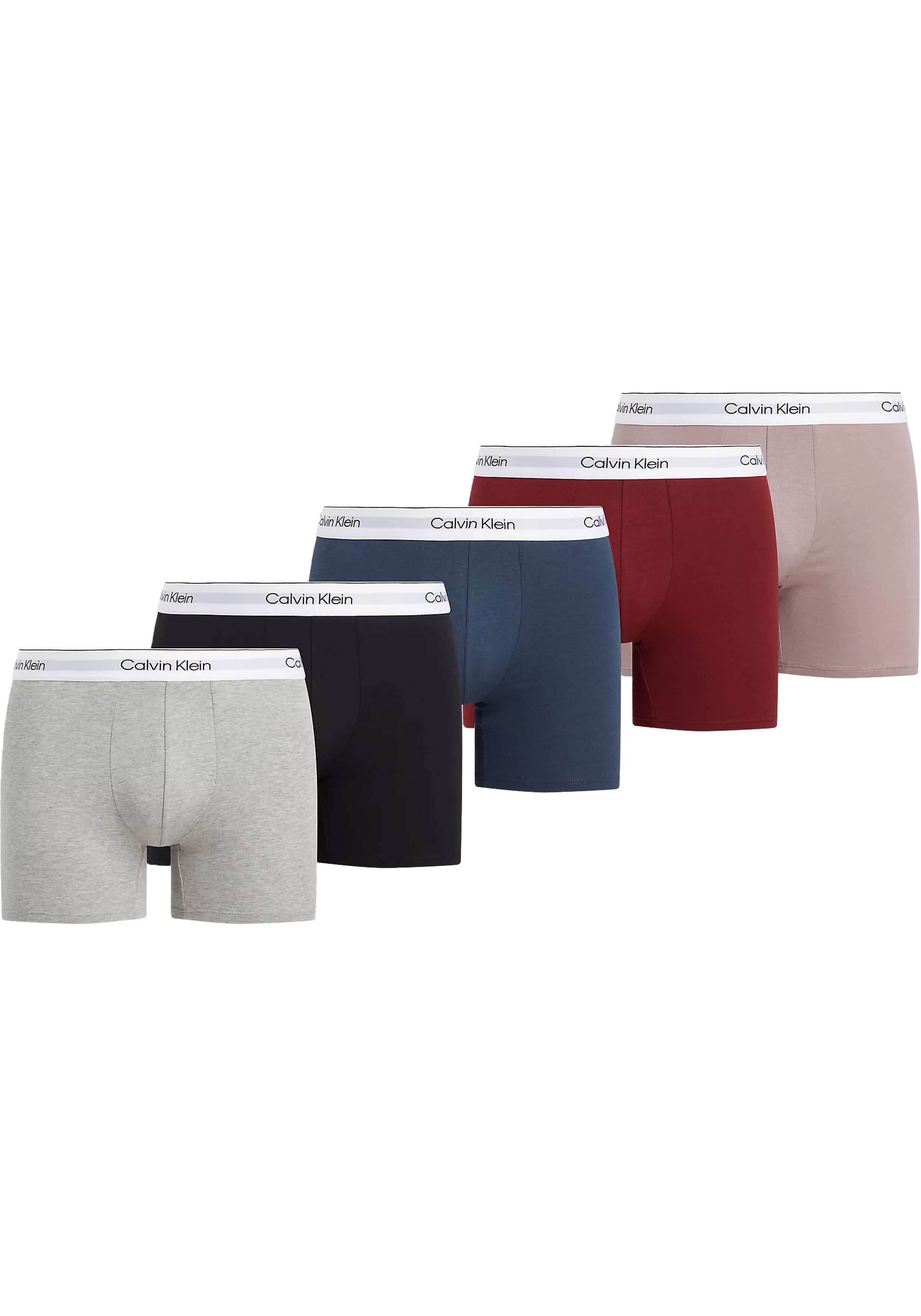 Calvin Klein Boxer Briefs (5-pack), heren boxers extra lang, zwart, grijs, donkerrood, blauw, roze