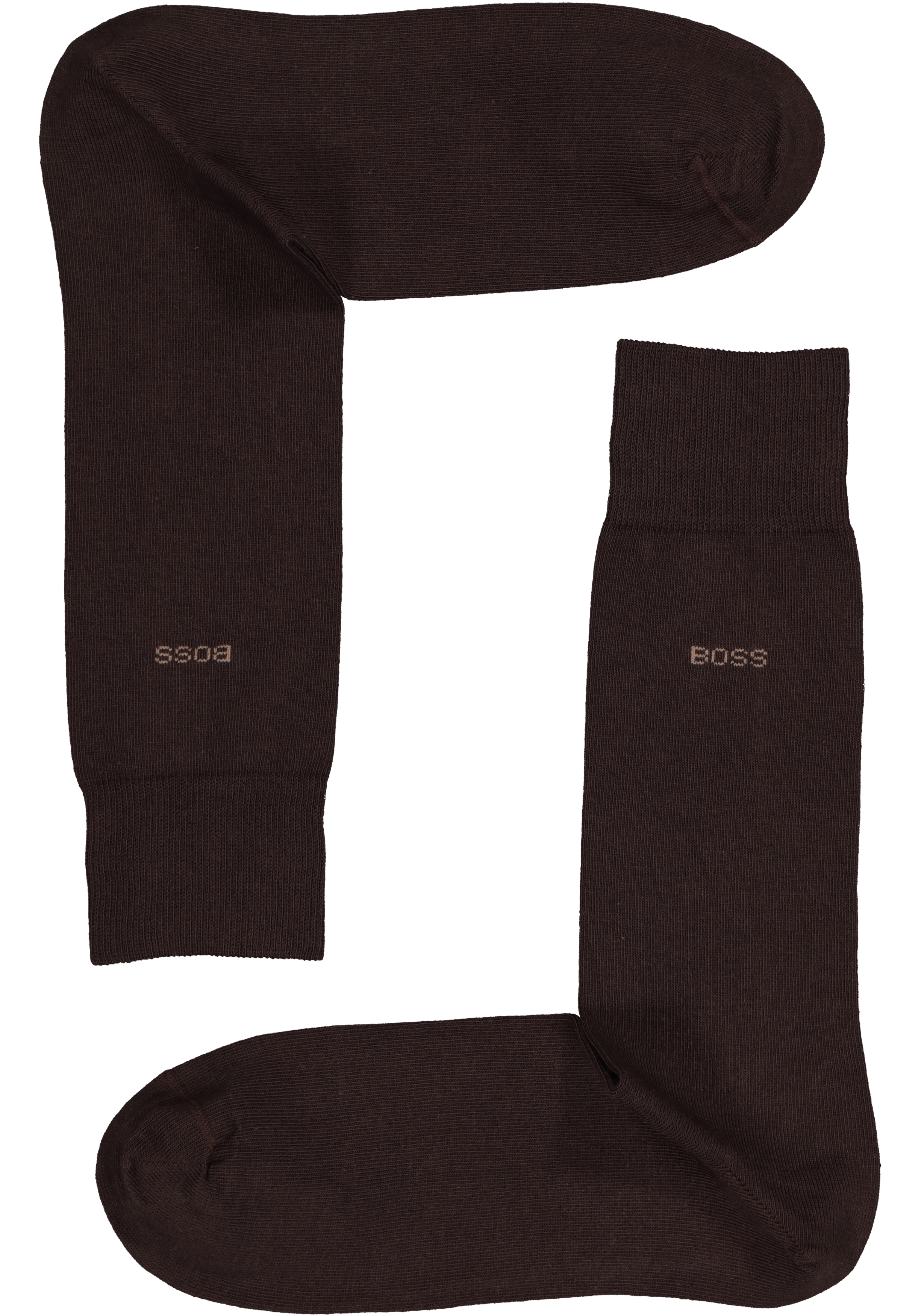 BOSS Cotton Uni (2-pack), herensokken katoen, donkerbruin