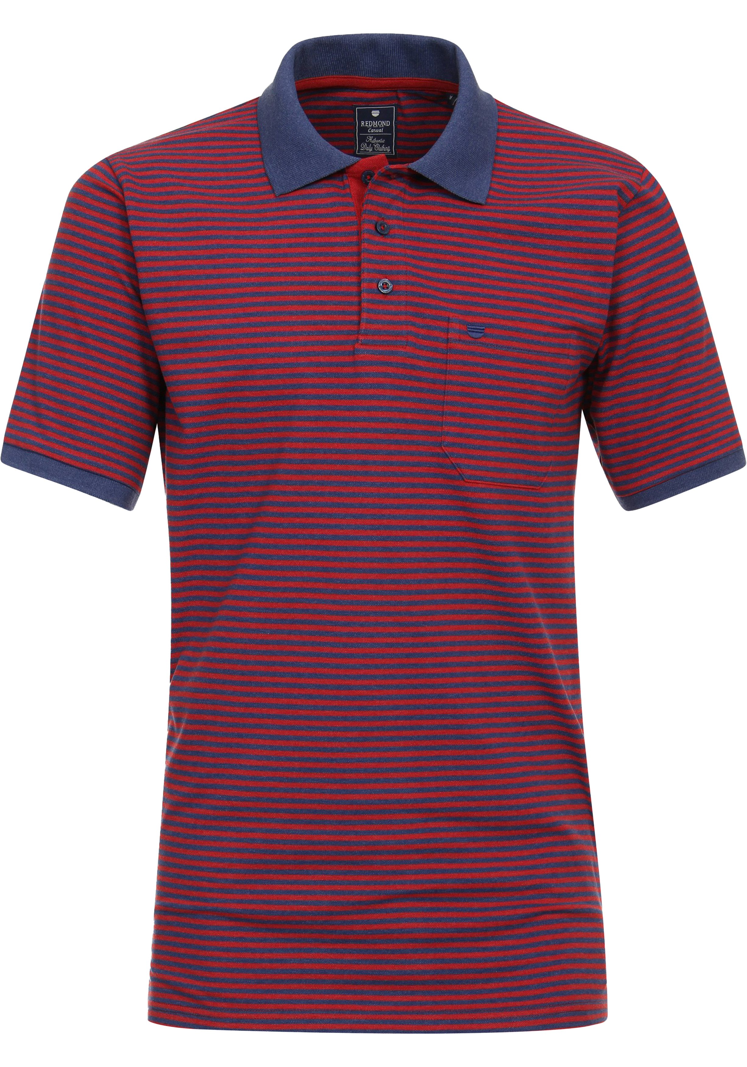 Redmond regular fit heren polo, pique, rood gestreept