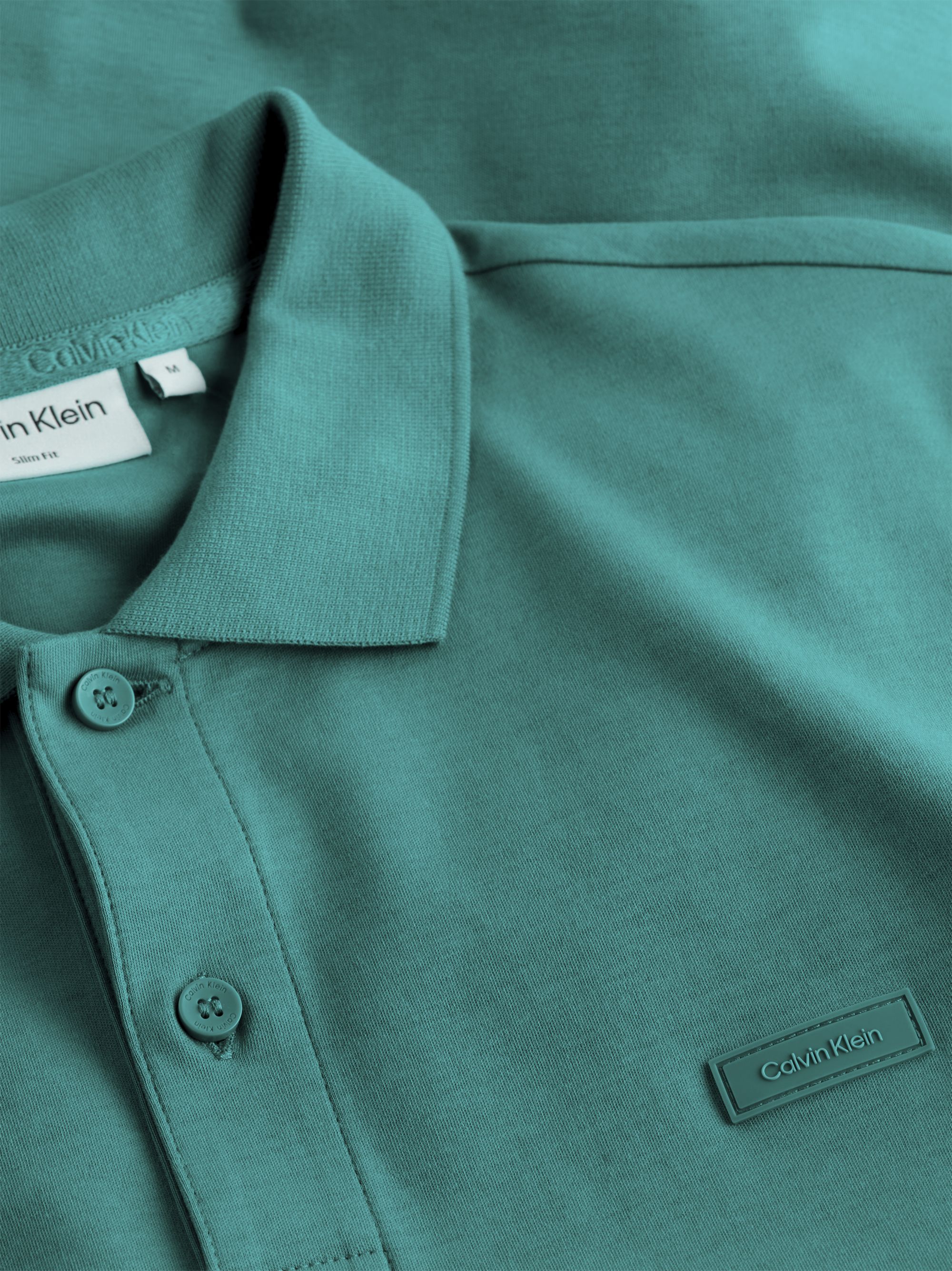 Calvin Klein Smooth Cotton Slim Polo, heren poloshirt, groen