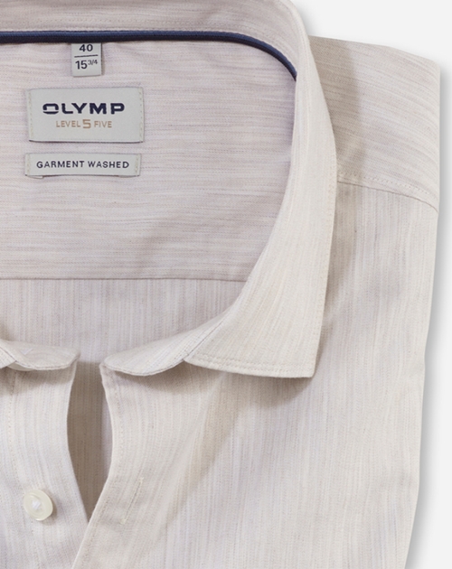 OLYMP Level 5 body fit overhemd, twill, beige