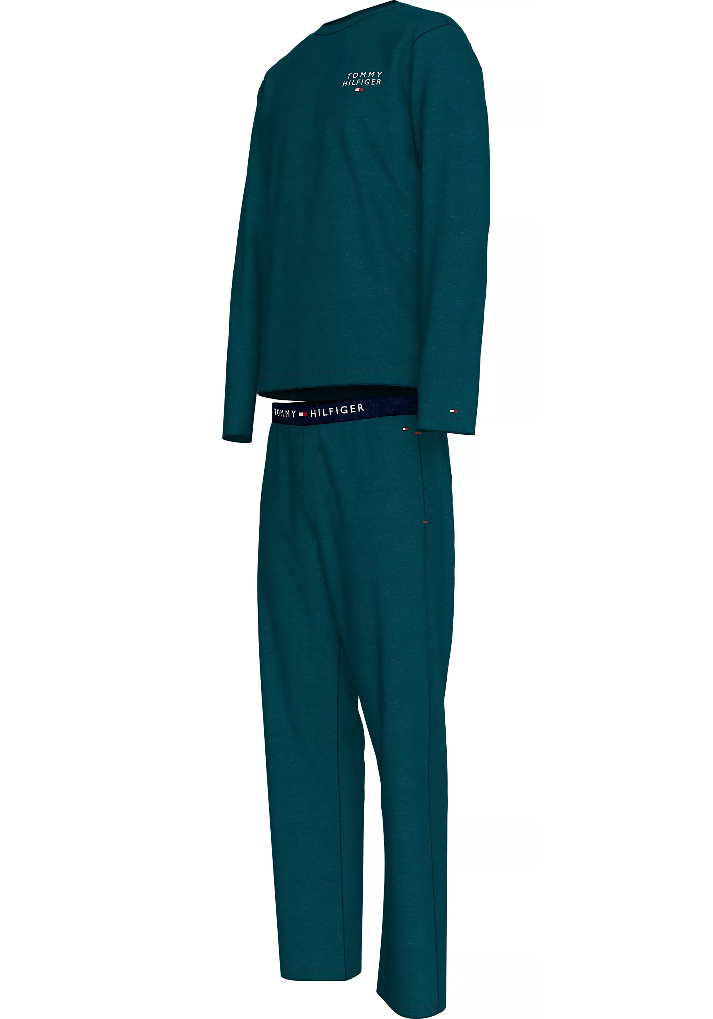 Tommy Hilfiger heren pyjama set, petrol fijn gestreept