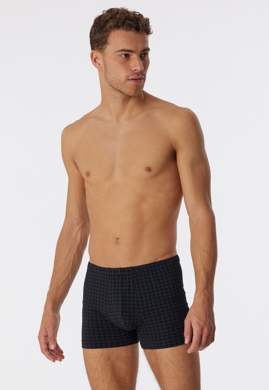 SCHIESSER Cotton Casuals boxer (1-pack), heren shorts zwart geruit