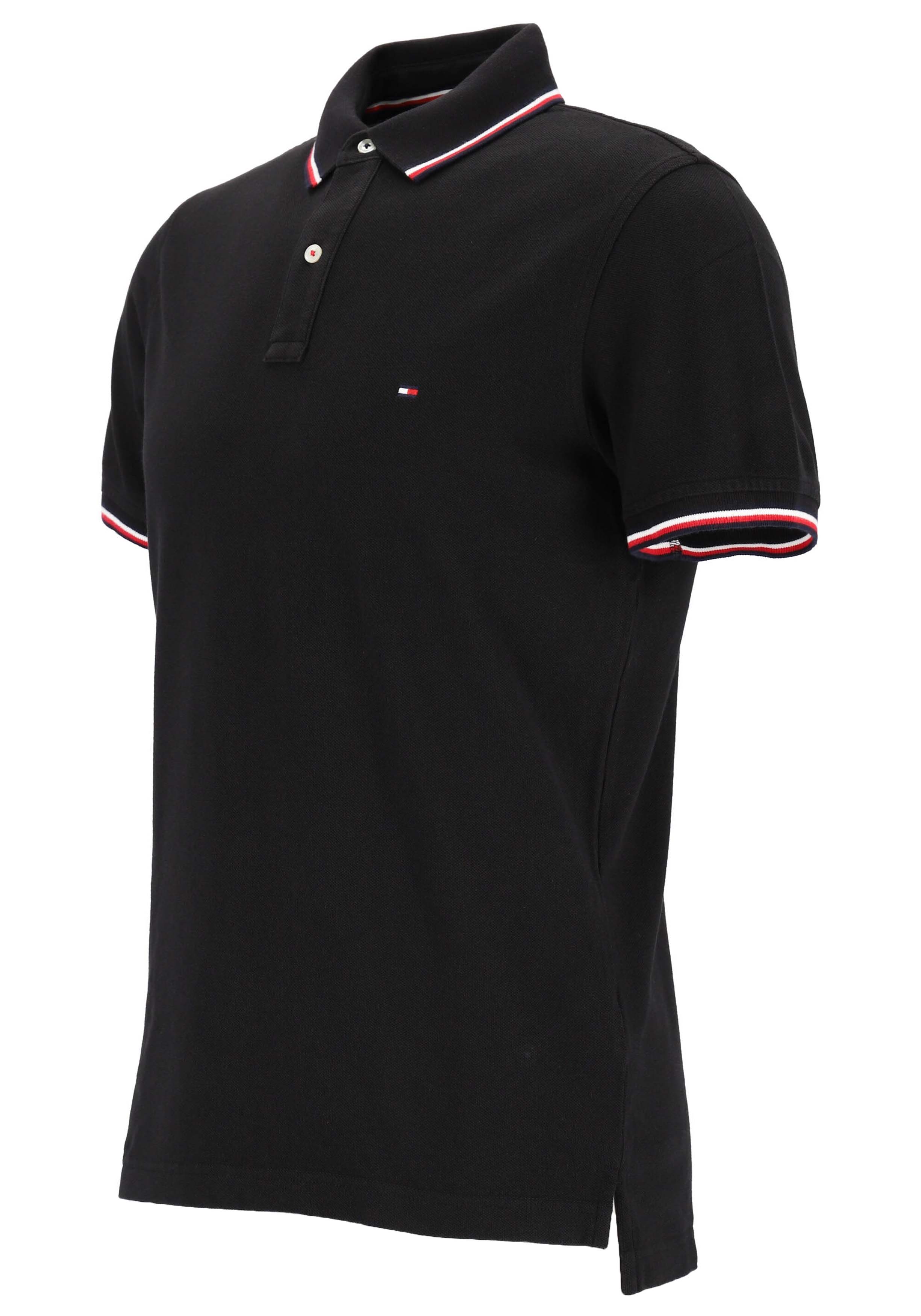 Tommy Hilfiger Core slim fit polo heren polo met contrastbiezen zwart