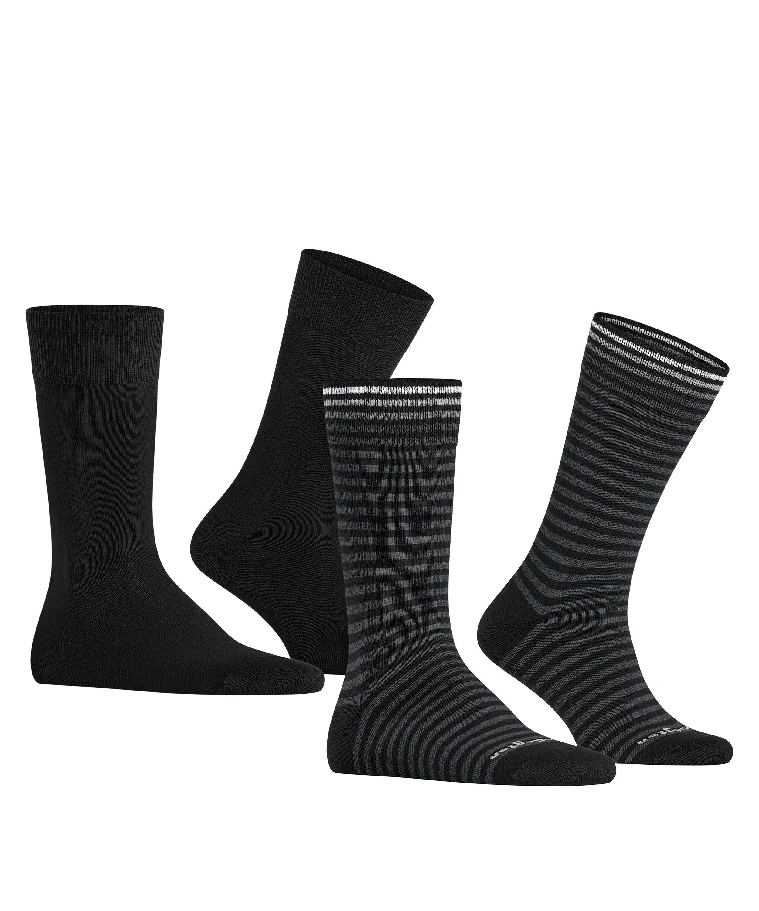 Burlington Everyday Stripe 2-Pack herensokken, zwart (black)