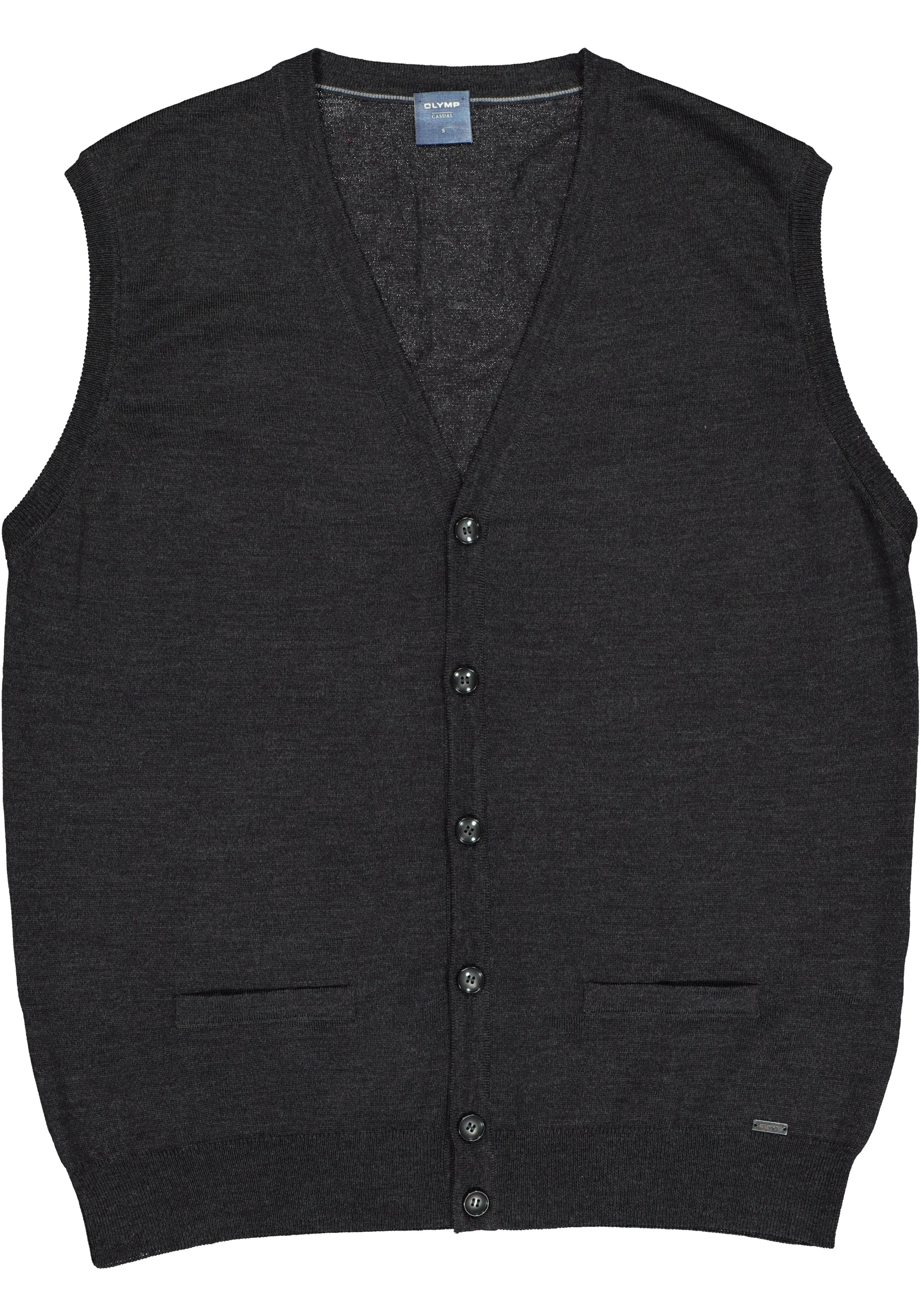 OLYMP modern fit mouwloos vest wol, V-hals, antraciet