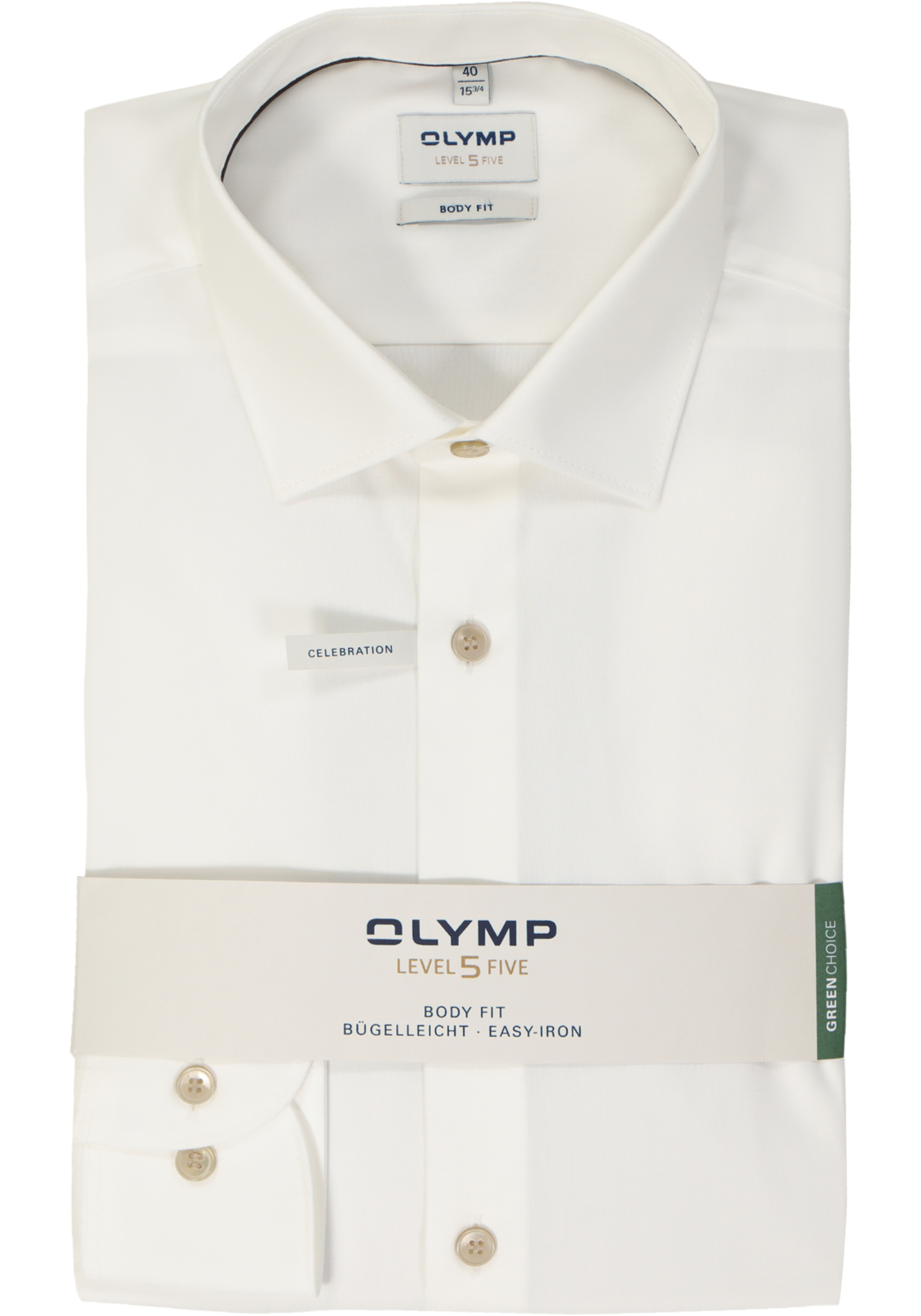 OLYMP Level 5 body fit overhemd, popeline, lichtbeige