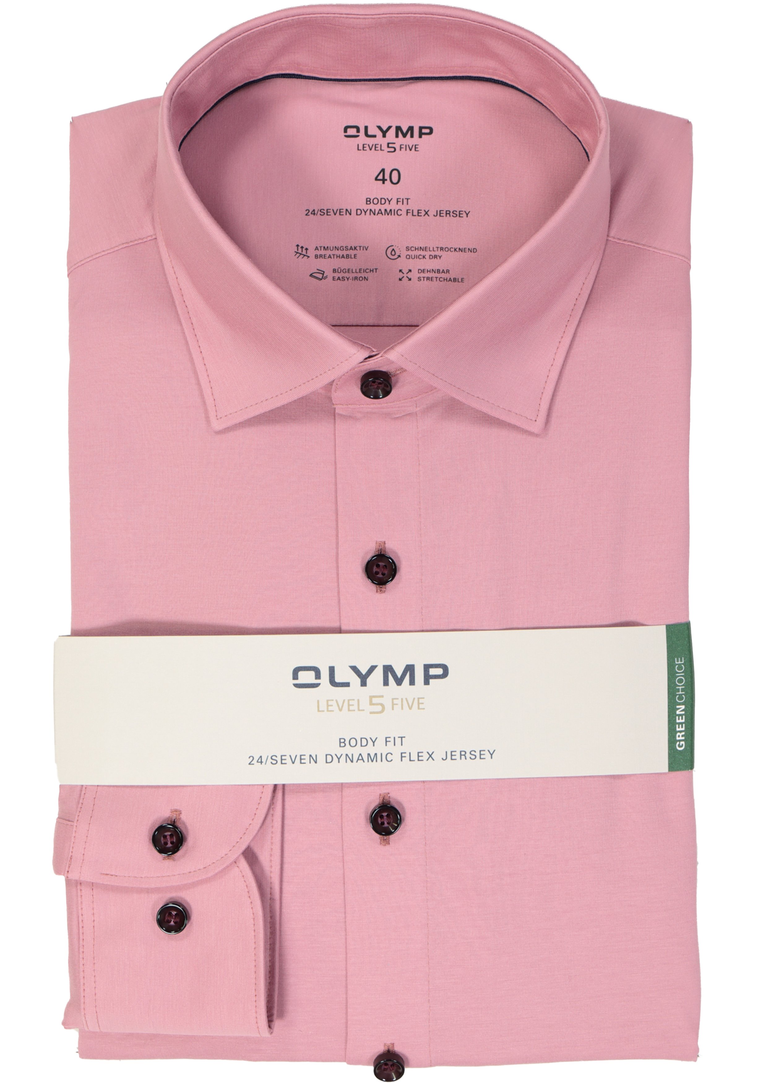 OLYMP 24/7 Level 5 body fit overhemd, tricot, mauve paars