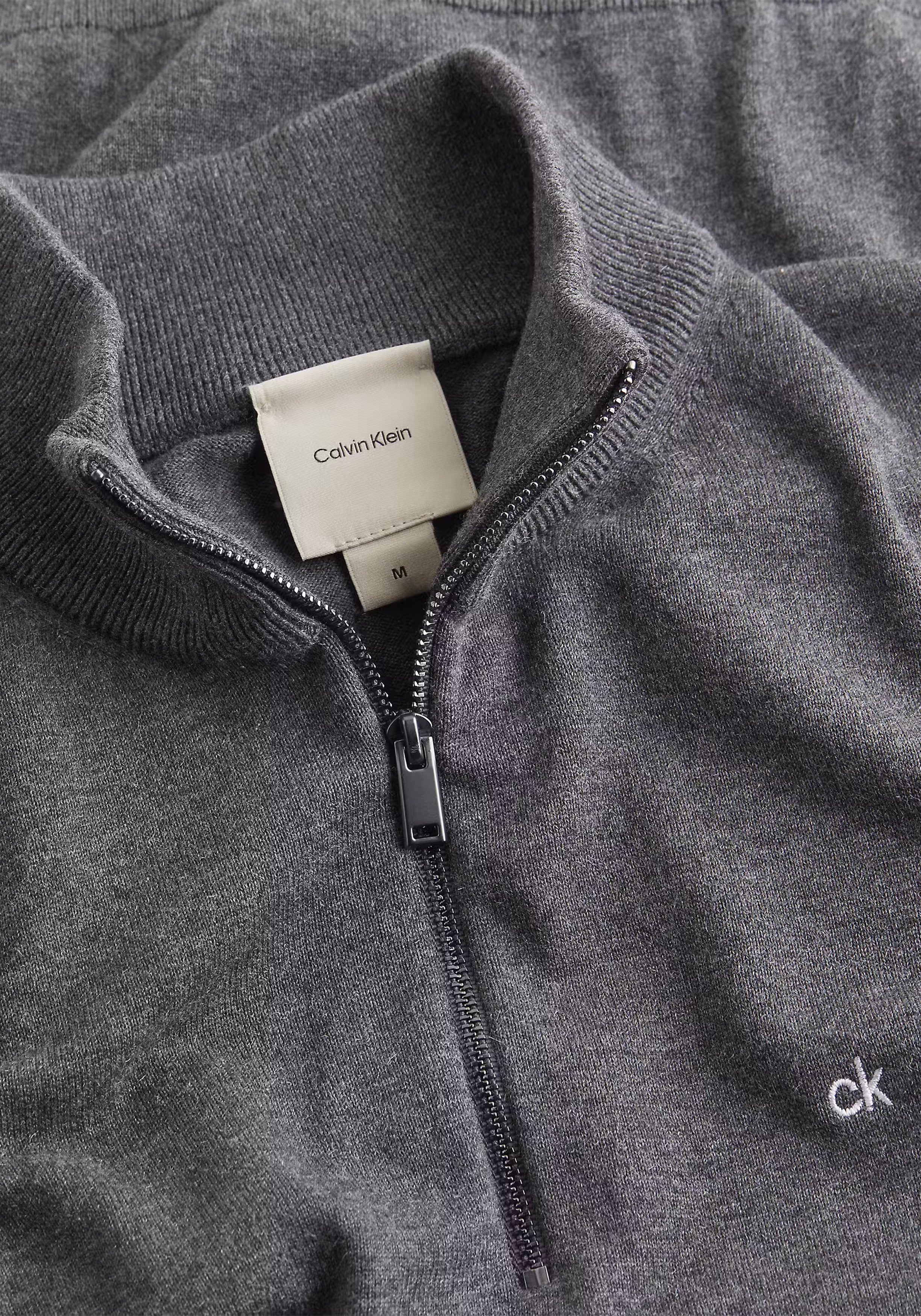 Calvin Klein heren pullover katoen met zijde, grijs