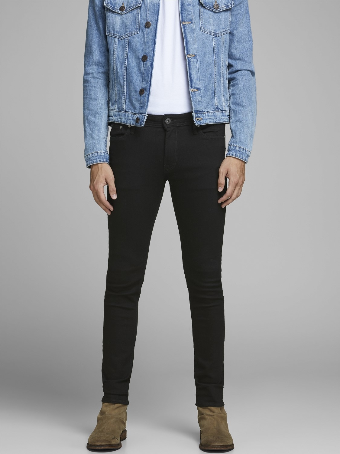 JACK & JONES Liam Original loose fit, heren jeans, zwart denim