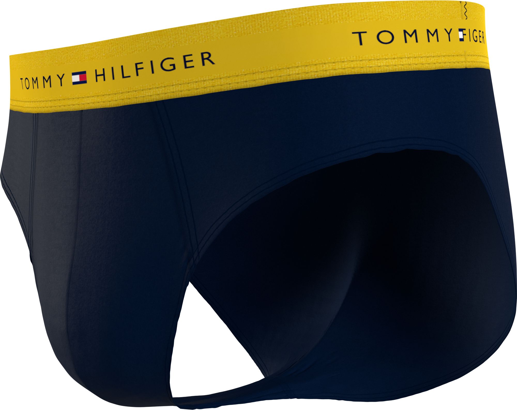 Tommy Hilfiger hipster brief (3-pack), heren slips, blauw met gekleurde tailleband