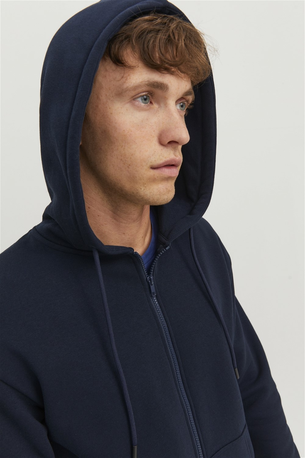 JACK & JONES Bradley sweat zip hood regular fit, heren sweatvest katoenmengsel met capuchon, blauw