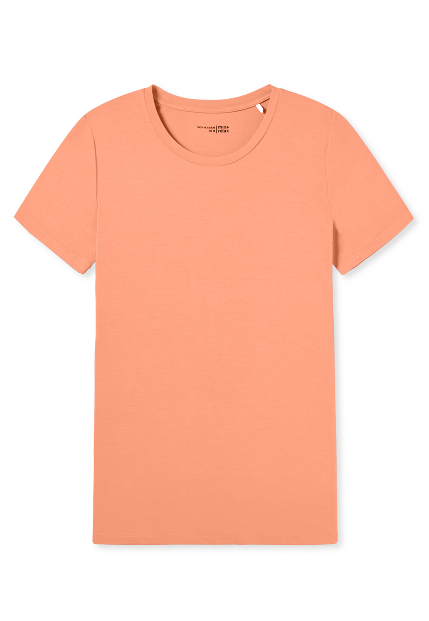 SCHIESSER Mix+Relax T-shirt, dames shirt korte mouw modal perzik oranje