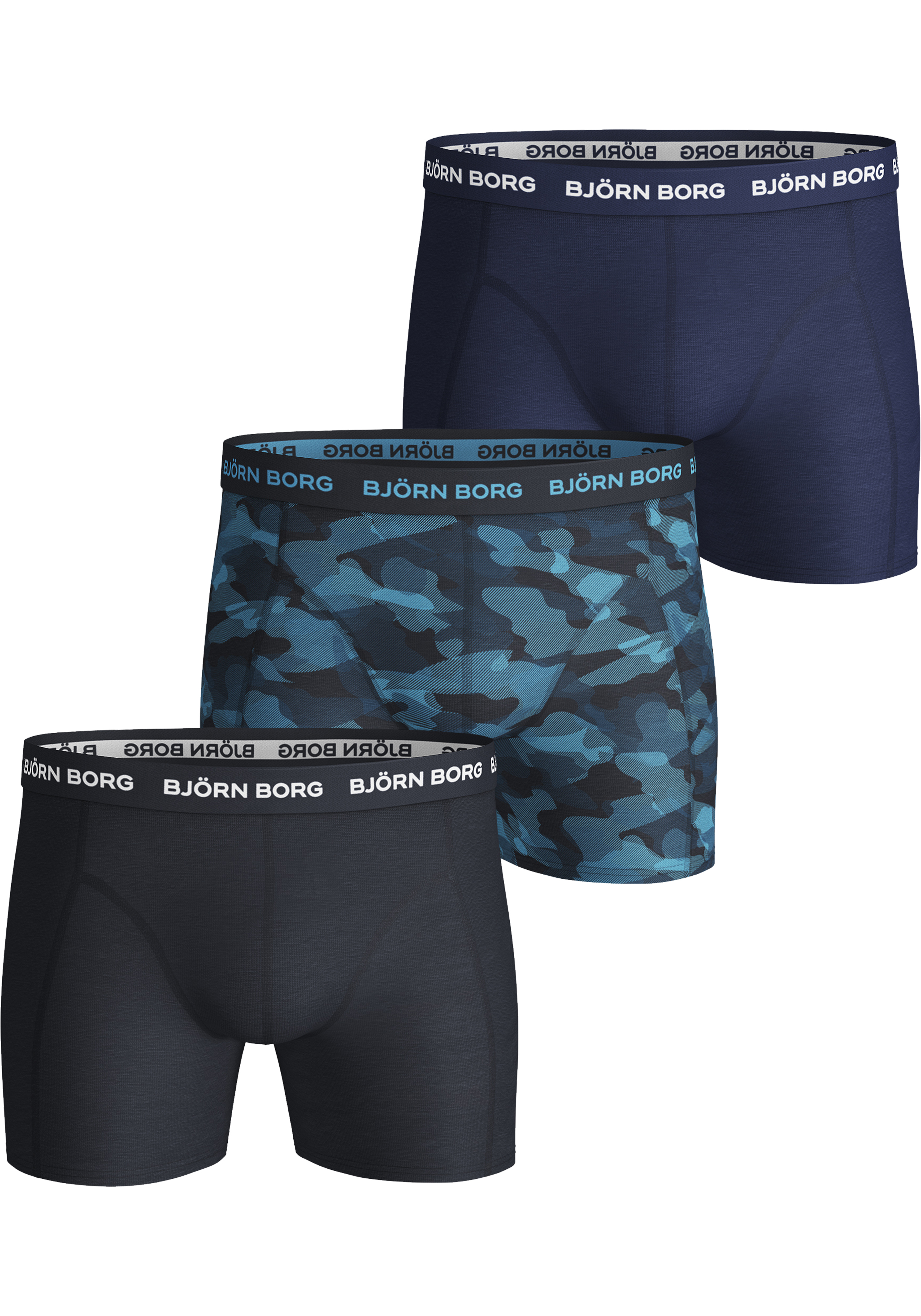 Bjorn Borg boxershorts Essential (3-pack), heren boxers normale lengte, blauw Total Eclipse