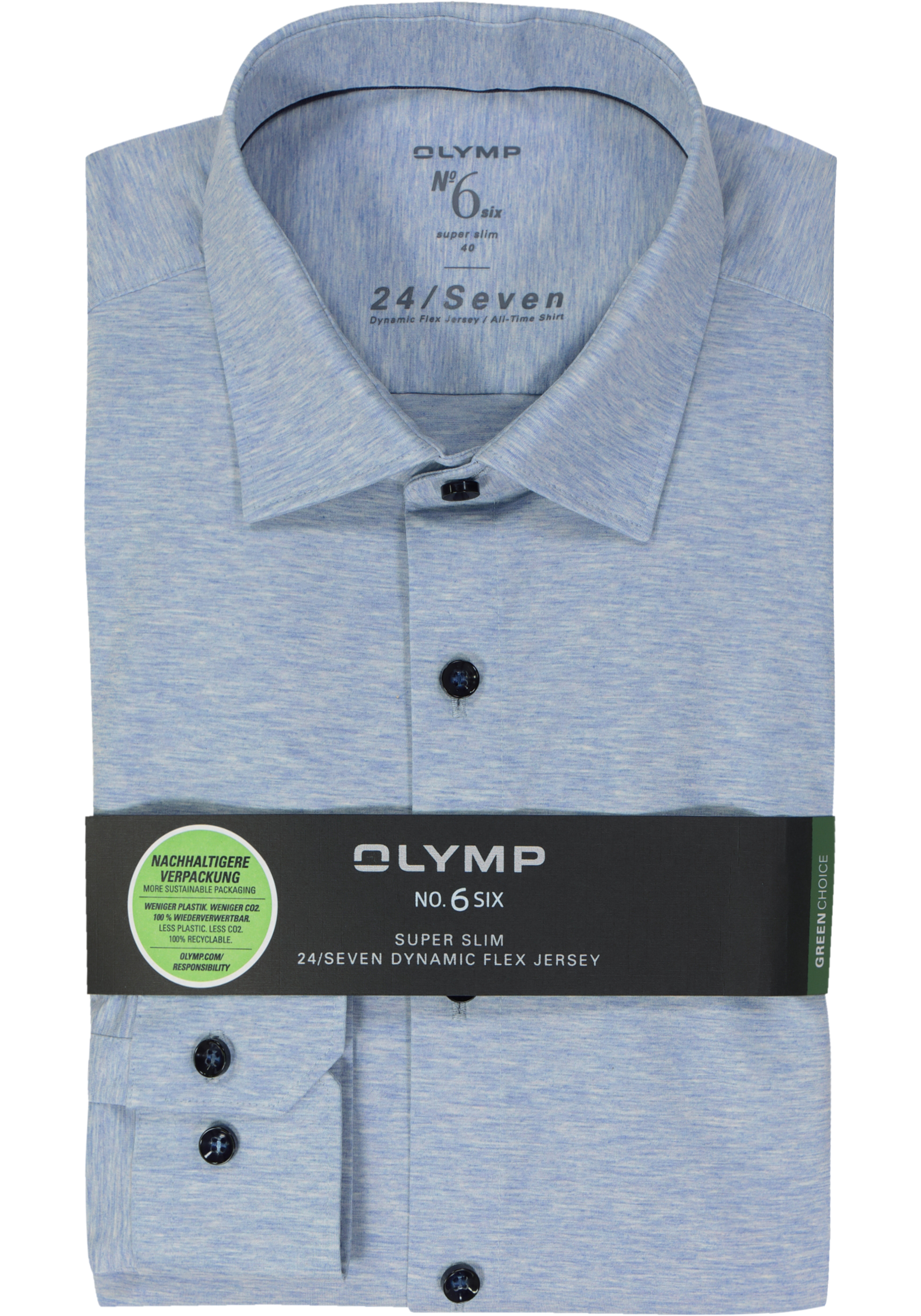 OLYMP No. Six 24/Seven super slim fit overhemd, tricot, lichtblauw