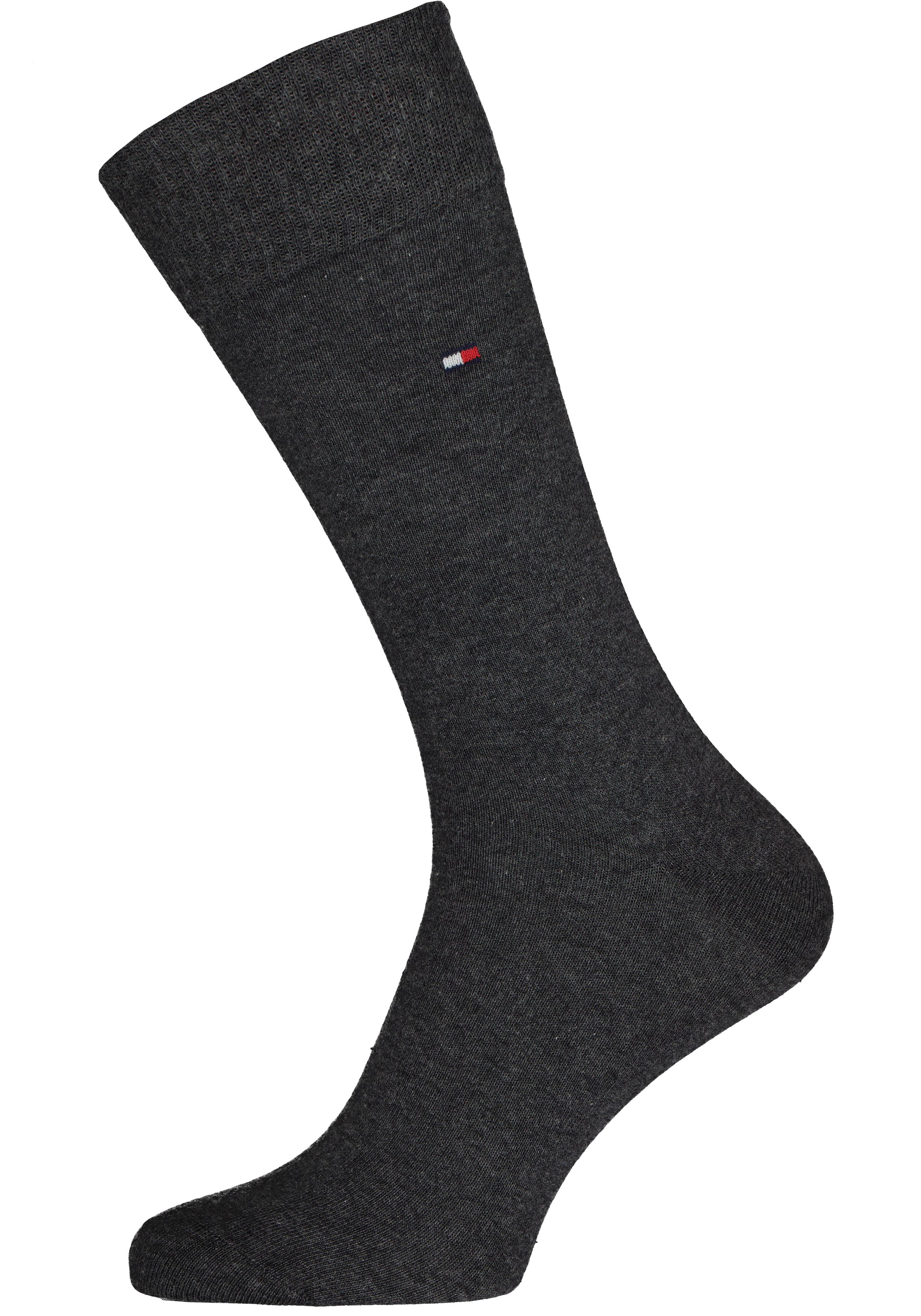 Tommy Hilfiger Check Socks (2-pack), herensokken katoen, geruit en uni, antraciet