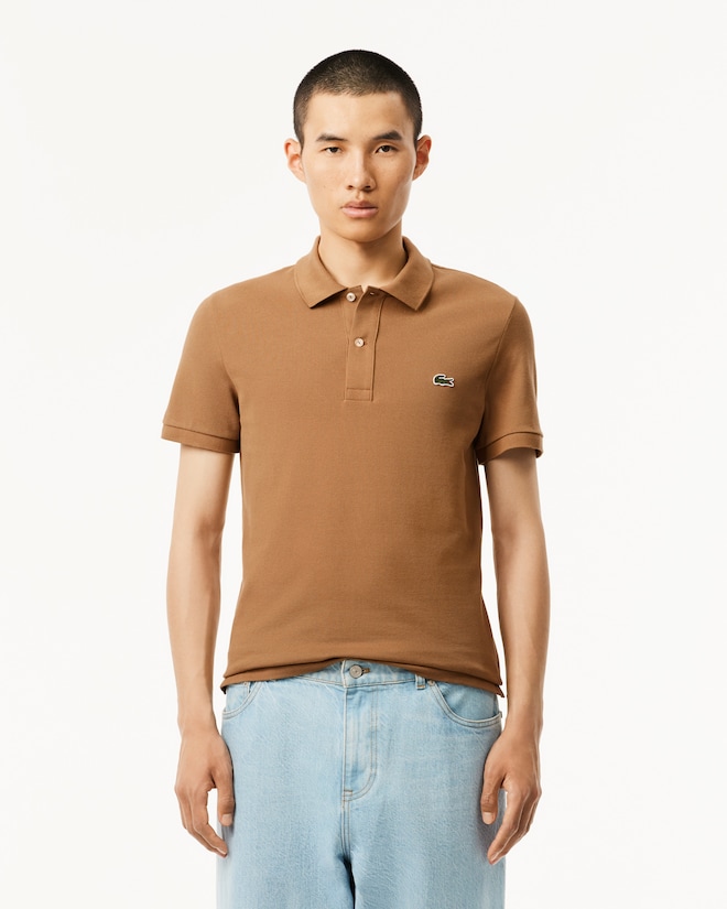 Lacoste Slim Fit polo, cookie lichtbruin